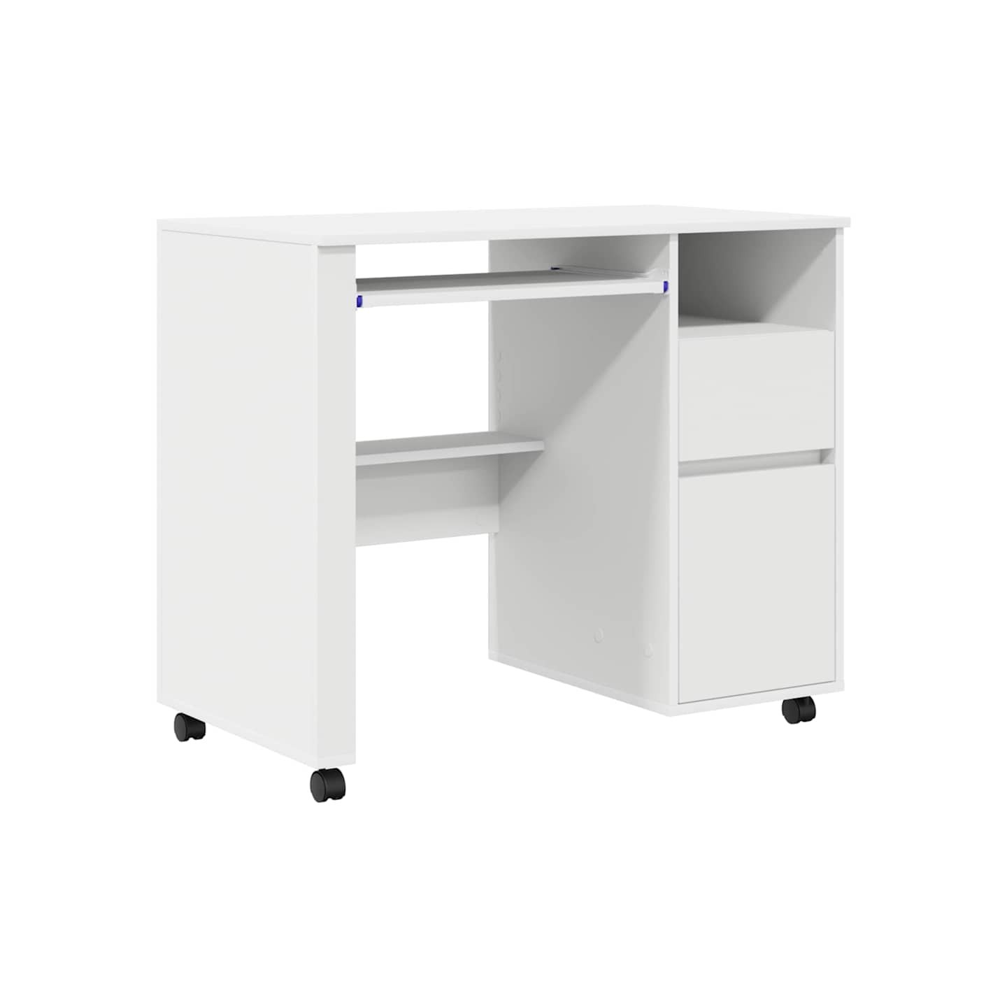 Bureau avec roues Blanc Bois d'ingénierie 91 x 50 x 77 cm