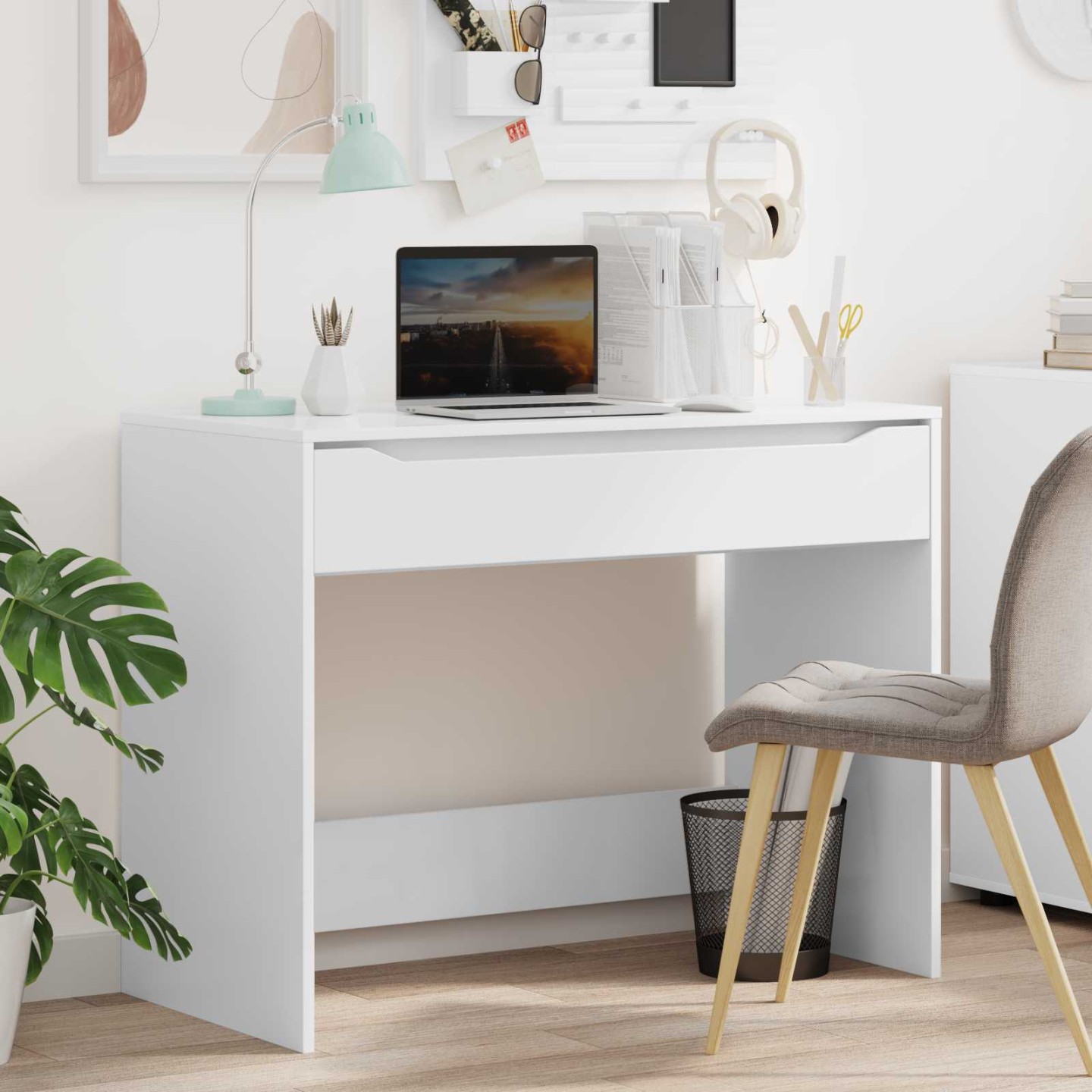 Bureau avec tiroir Blanc 100 x 50 x 78 cm Bois d’ingénierie
