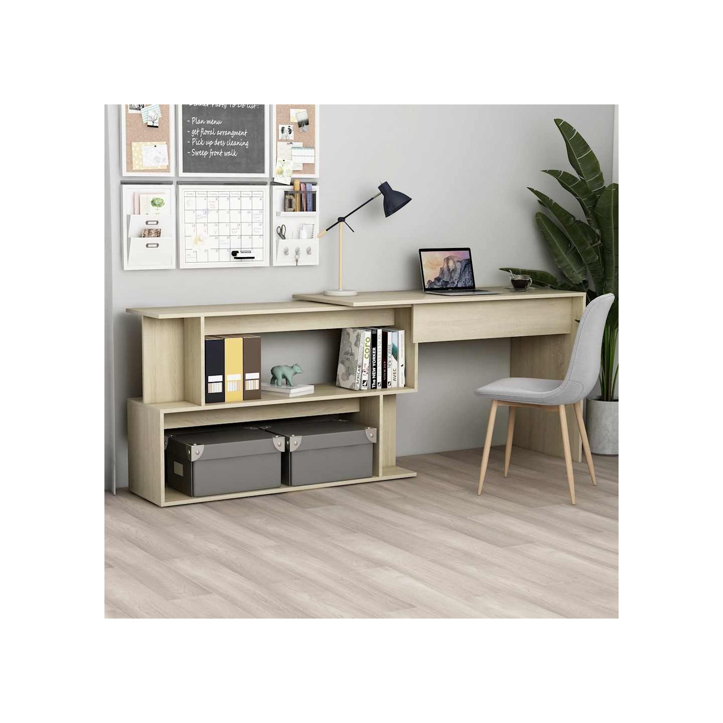 Bureau d'angle Chêne sonoma 200x50x76 cm Bois d’ingénierie