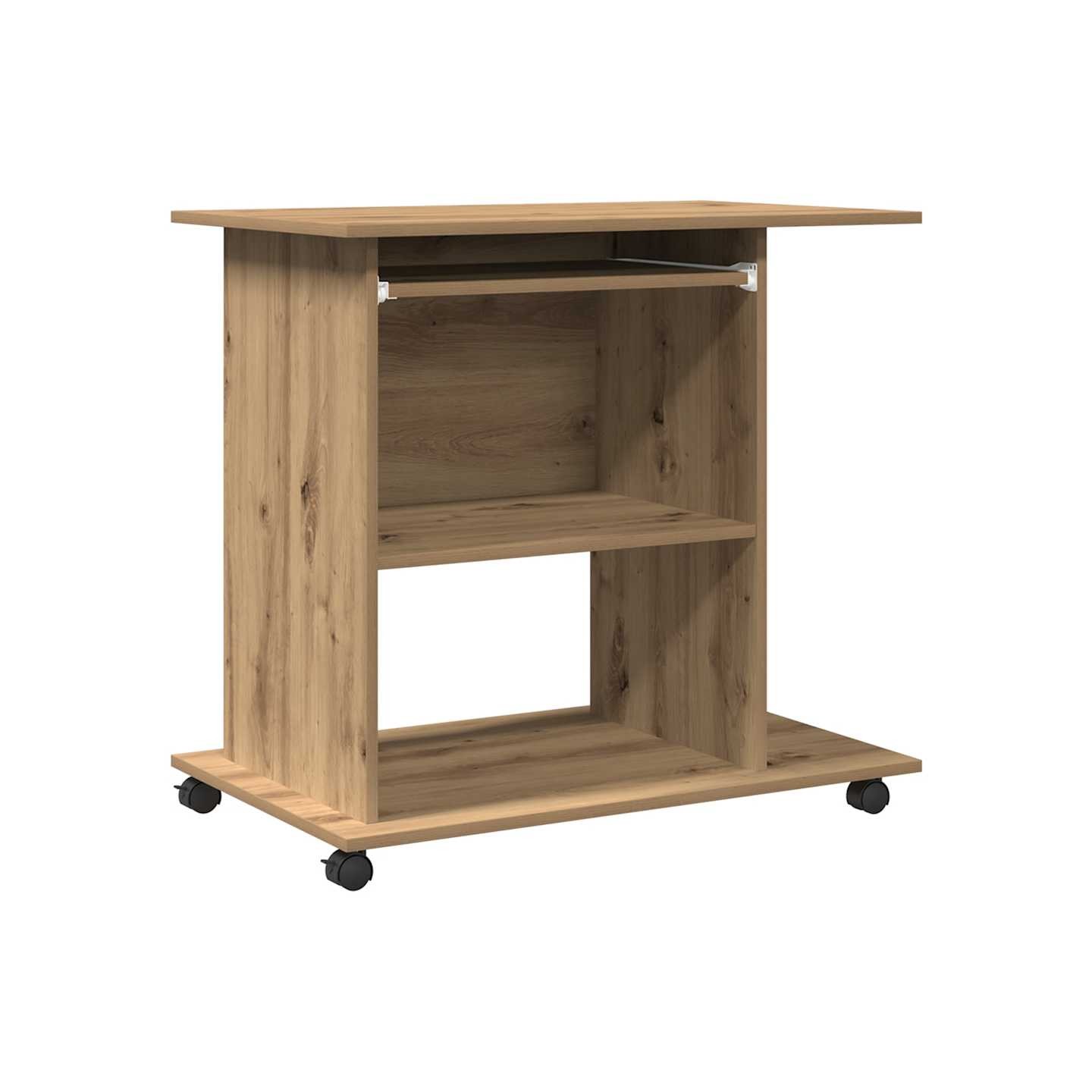 Bureau d'ordinateur chêne artisanal 80x50x75 cm bois ingénierie
