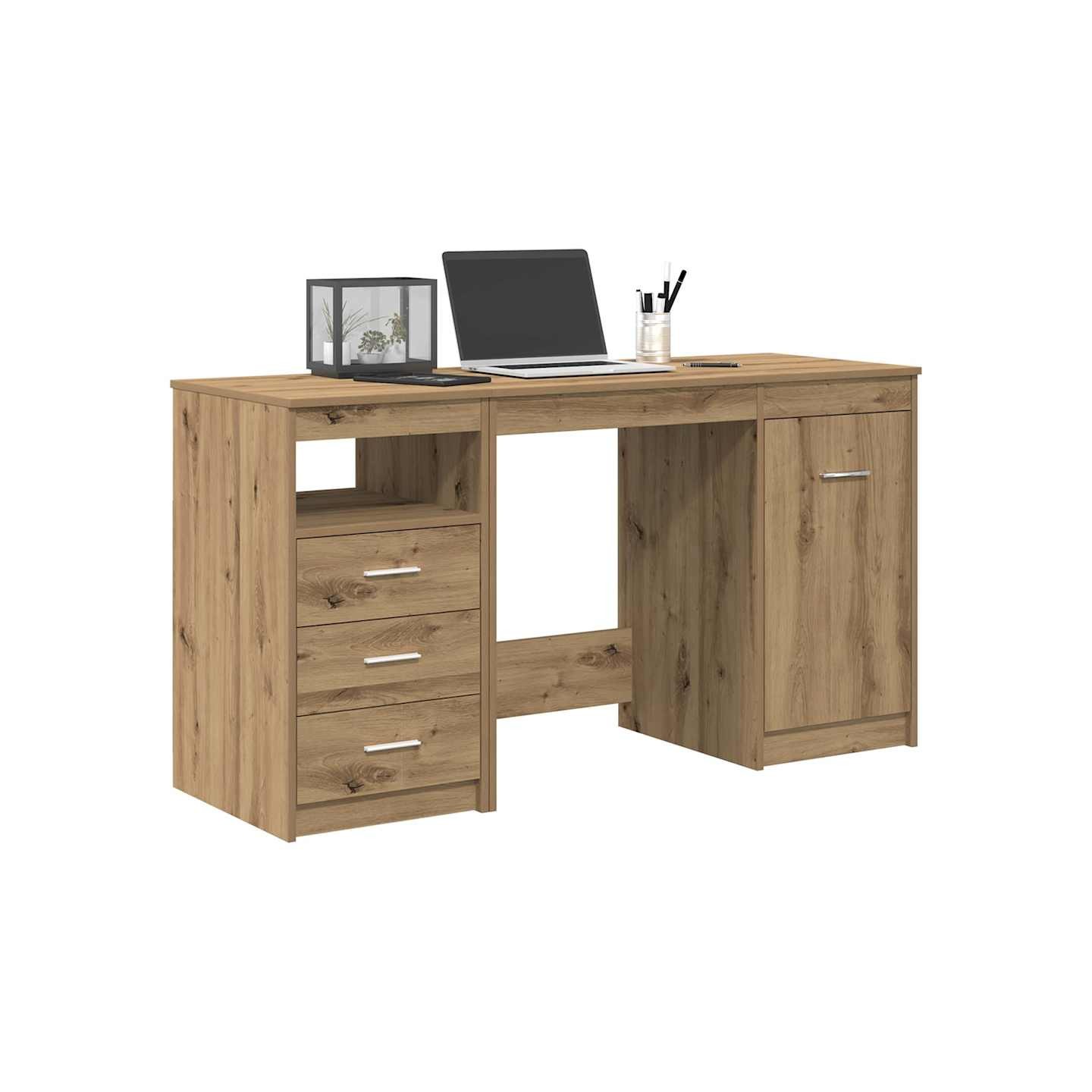 Bureau avec armoire en bois d'ingénierie chêne artisanal