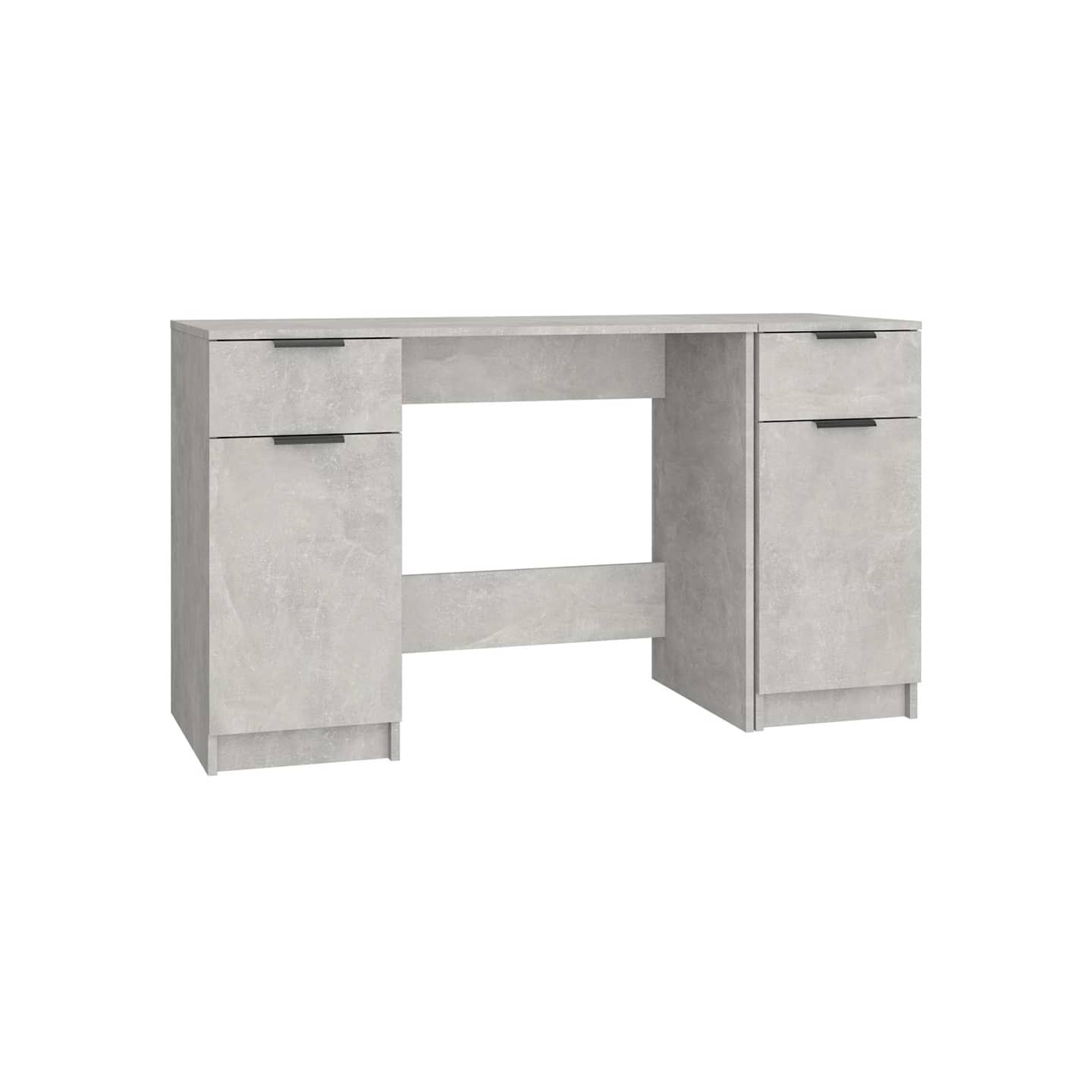 Bureau avec armoire latérale Gris béton Bois d'ingénierie
