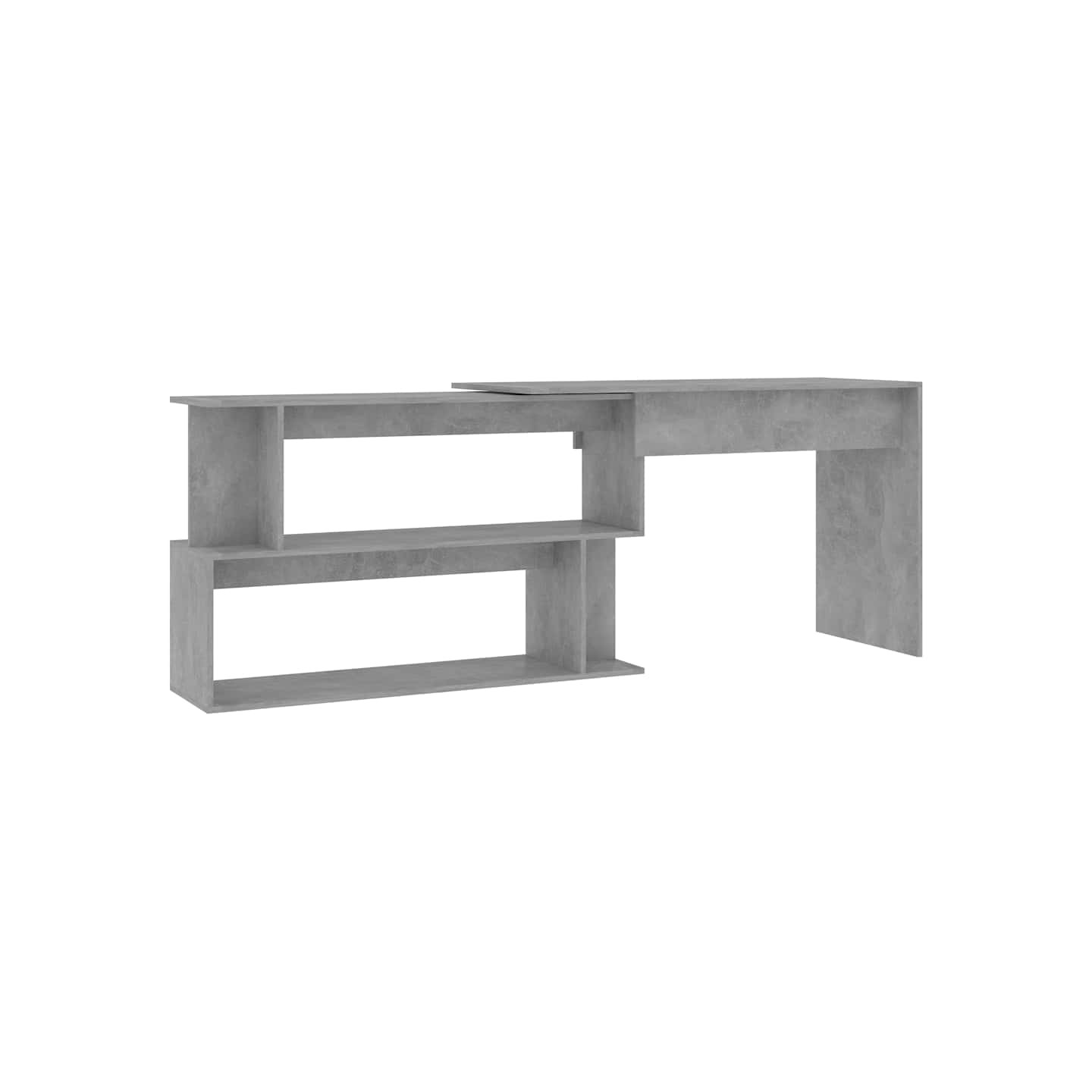 Bureau d'angle Gris béton 200x50x76 cm Bois d’ingénierie
