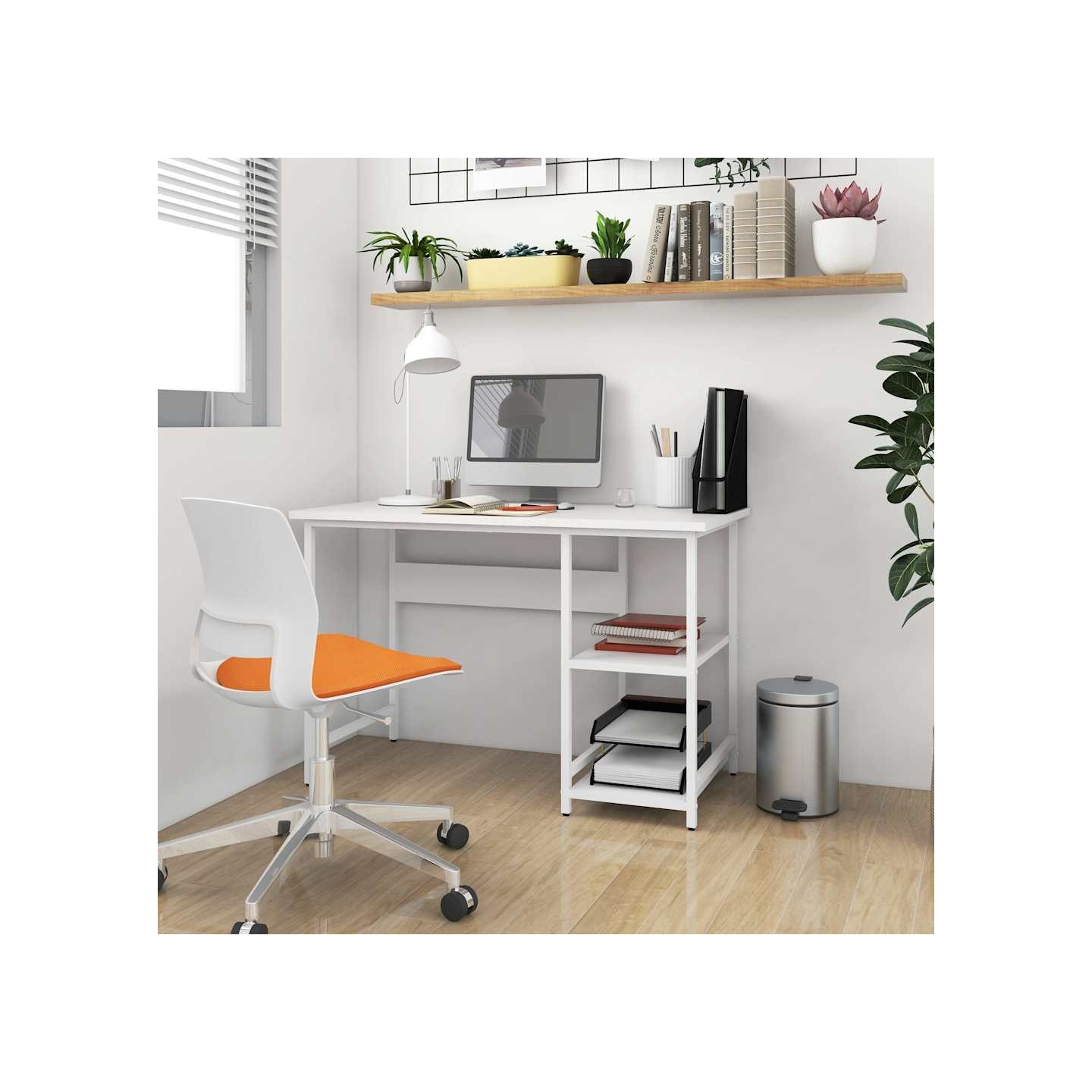Bureau d'ordinateur Blanc 105x50x72 cm MDF et métal