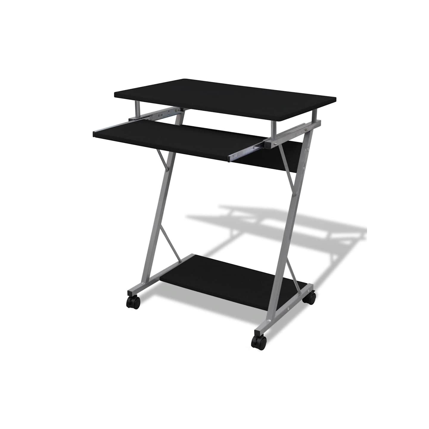 Bureau d'ordinateur compact avec plateau à clavier Noir
