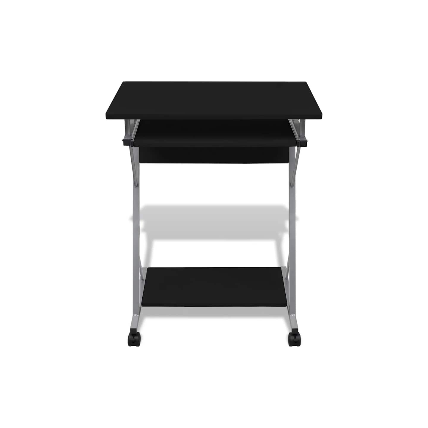 Bureau d'ordinateur compact avec plateau à clavier Noir