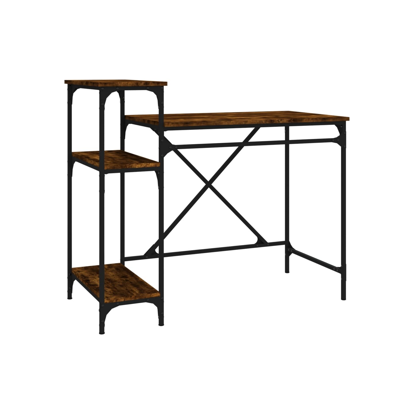 Bureau avec étagères chêne 105x50x90 cmbois d'ingénierie et fer