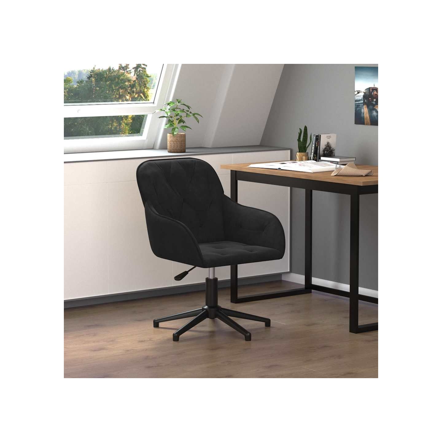 Chaise pivotante de bureau Noir Velours
