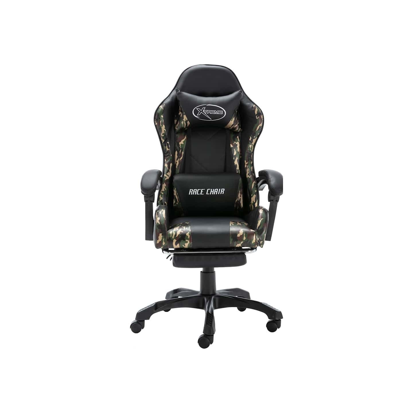 Fauteuil de jeux vidéo repose-pied Noir/camouflage Similicuir