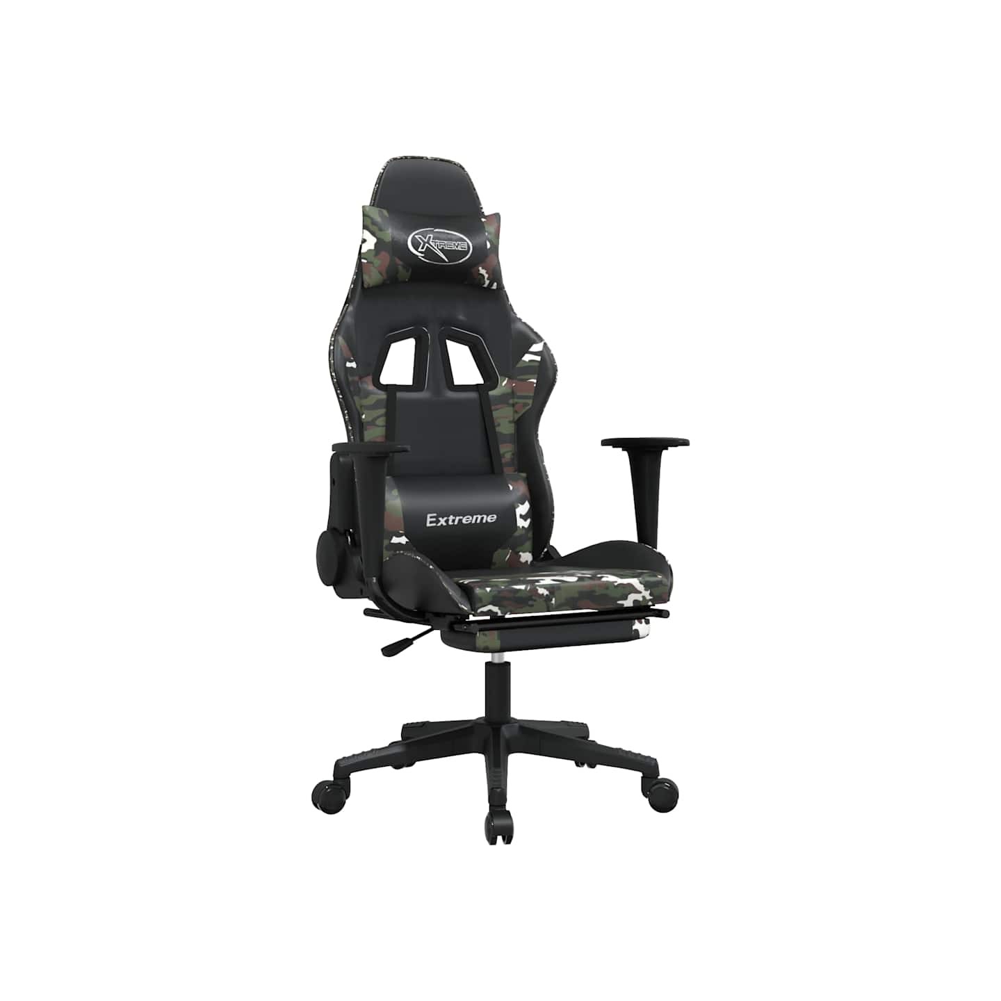 Chaise de jeu de massage repose-pied Noir camouflage Similicuir