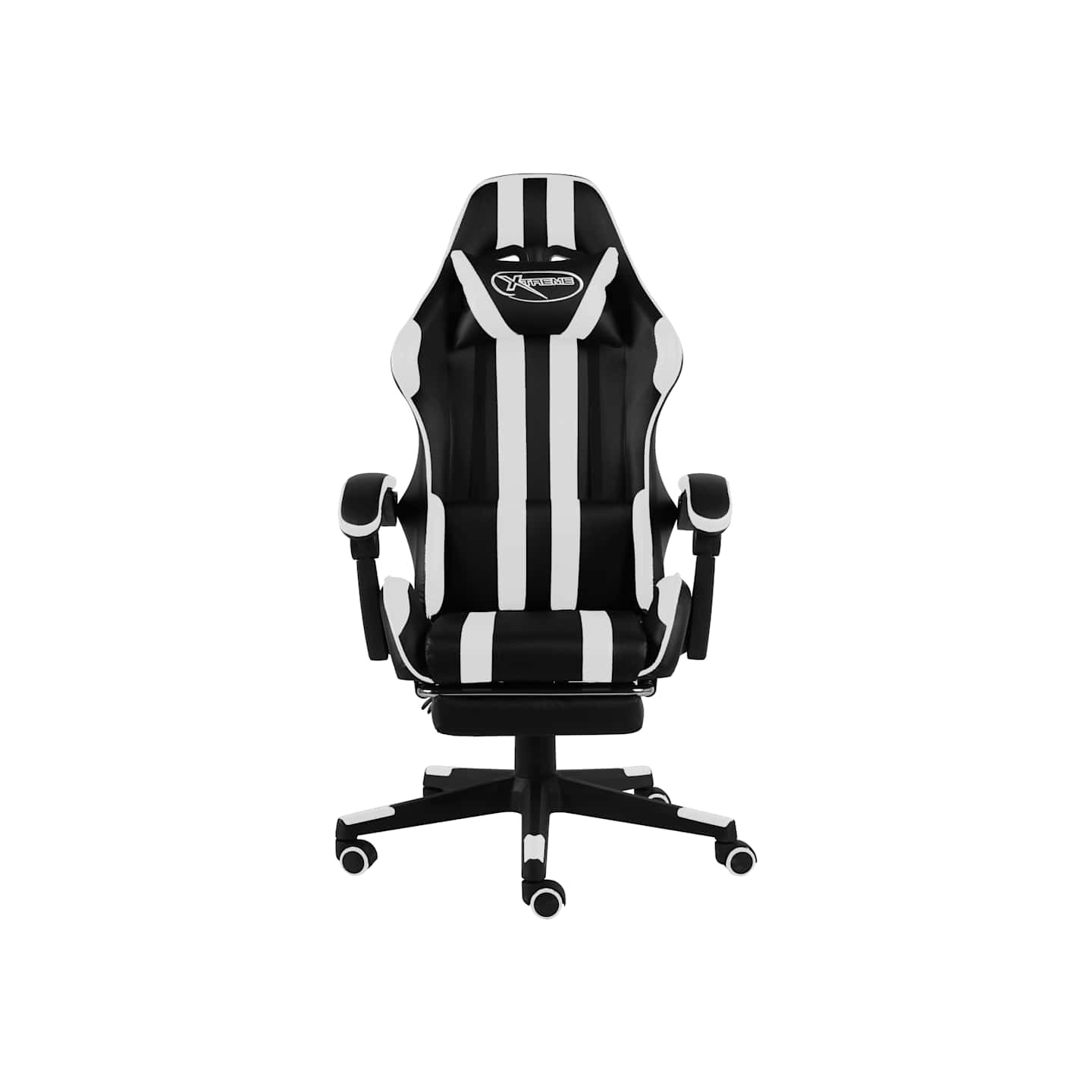 Fauteuil de jeux vidéo et repose-pied Noir et blanc Similicuir