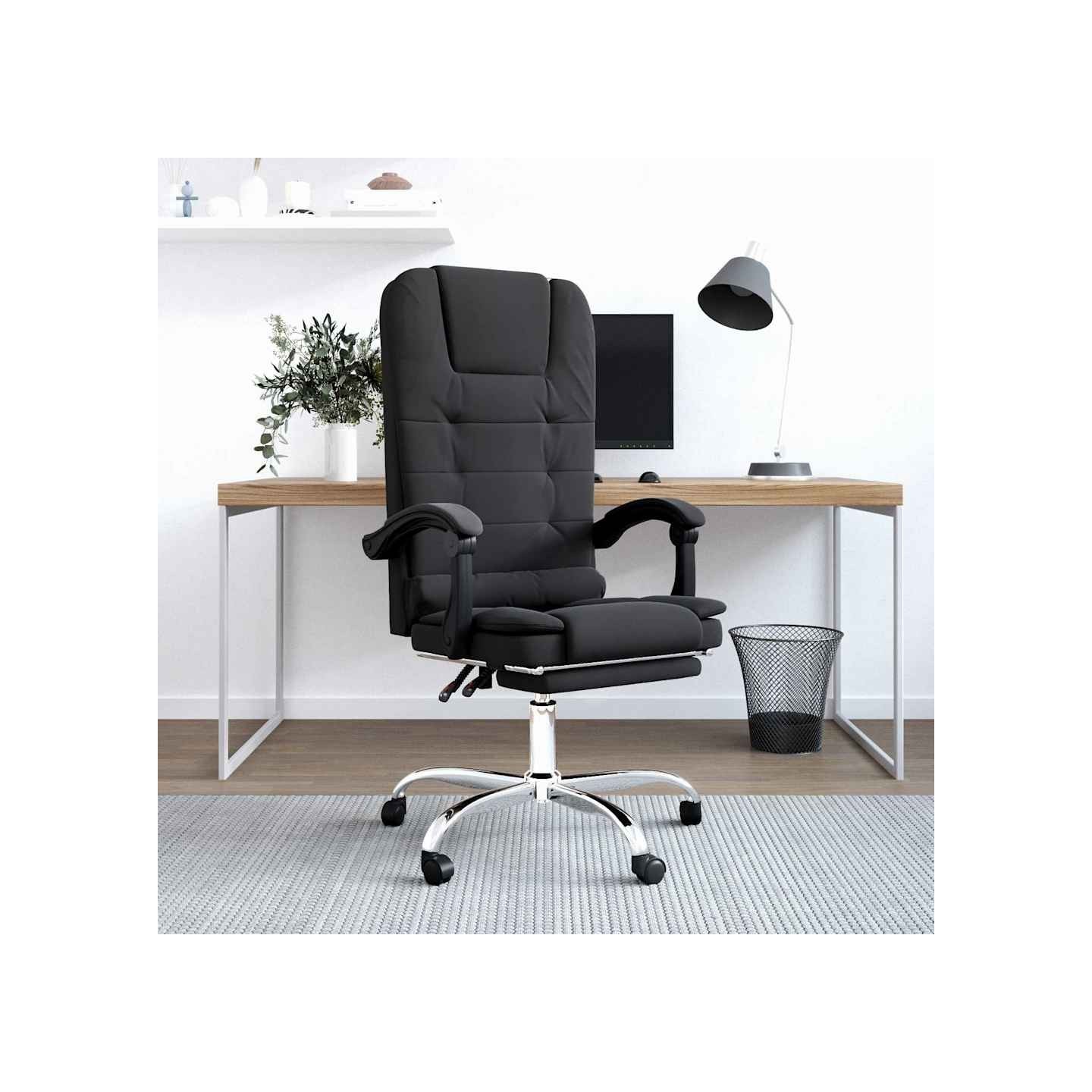 Fauteuil de massage inclinable de bureau Noir Similicuir