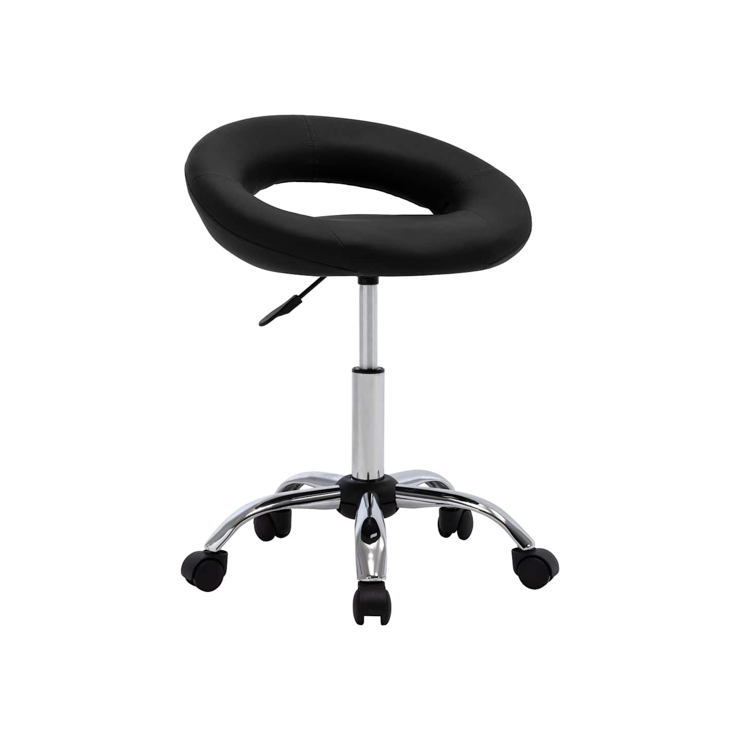 Chaise de travail roulante Noir Similicuir