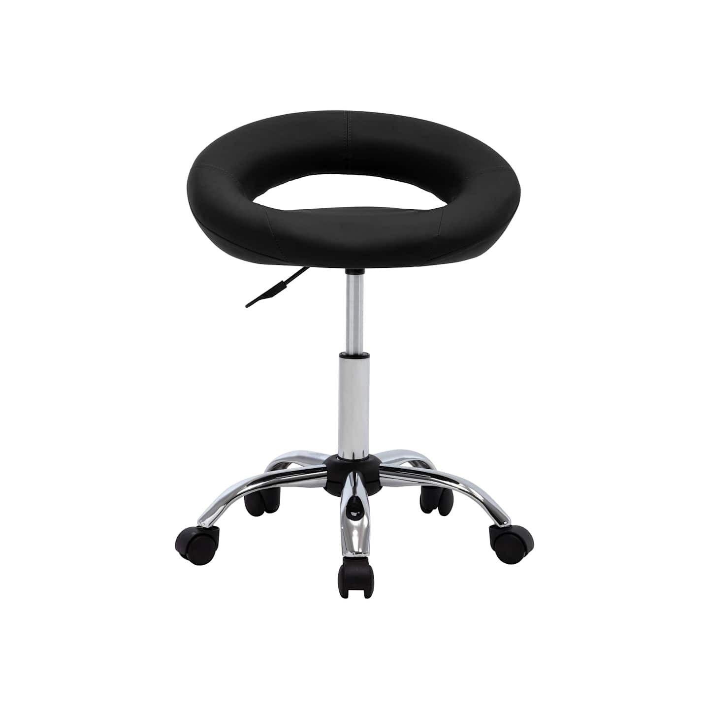 Chaise de travail roulante Noir Similicuir