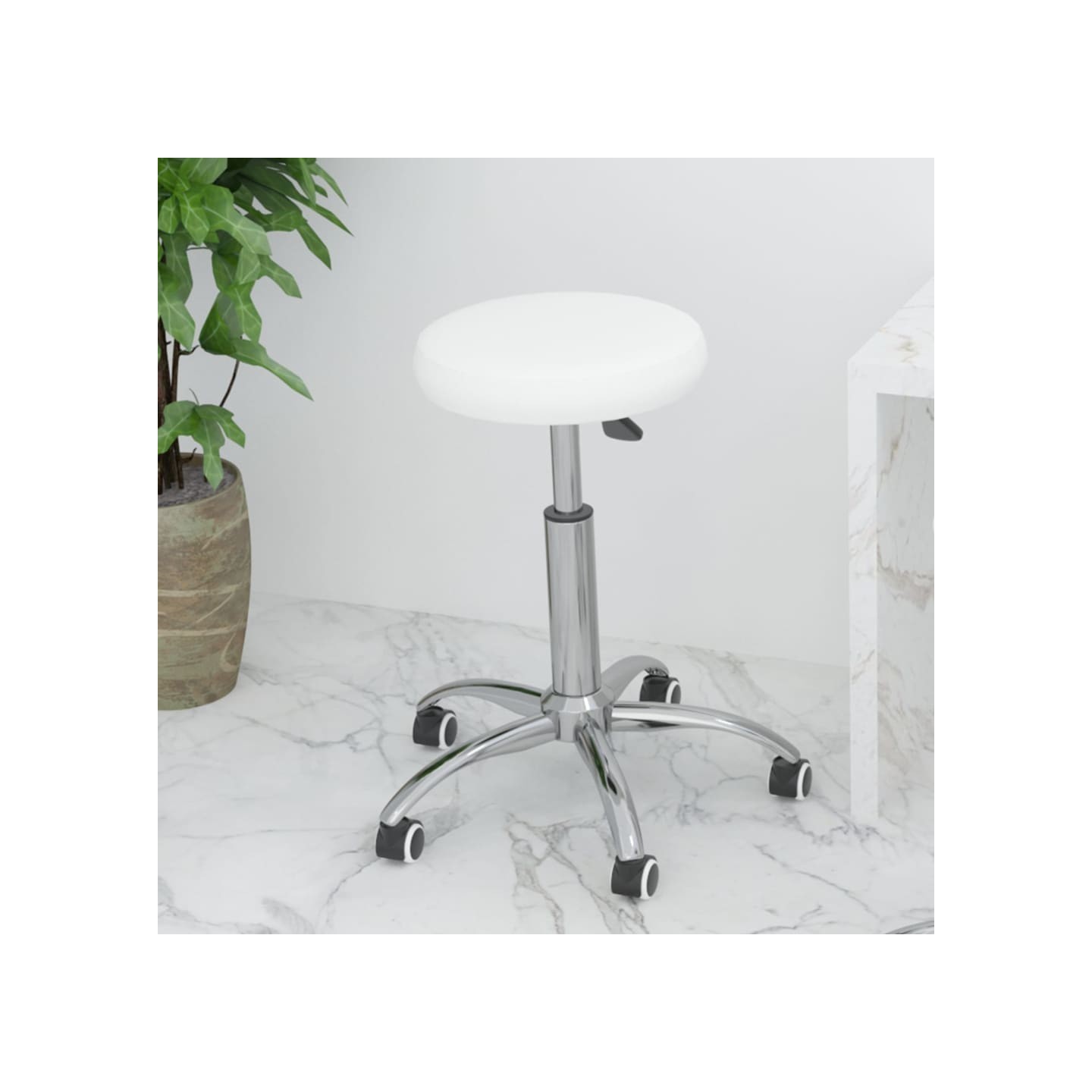 Chaise de bureau pivotante Blanc Similicuir