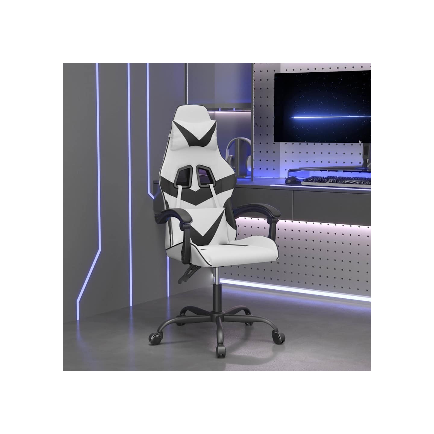 Chaise de jeu Blanc et noir Similicuir