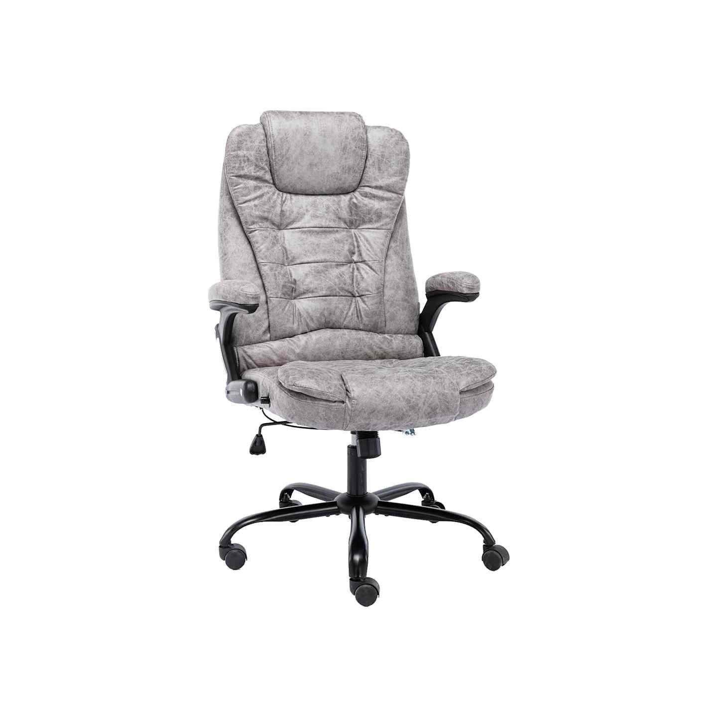 Chaise de bureau gris clair similicuir daim