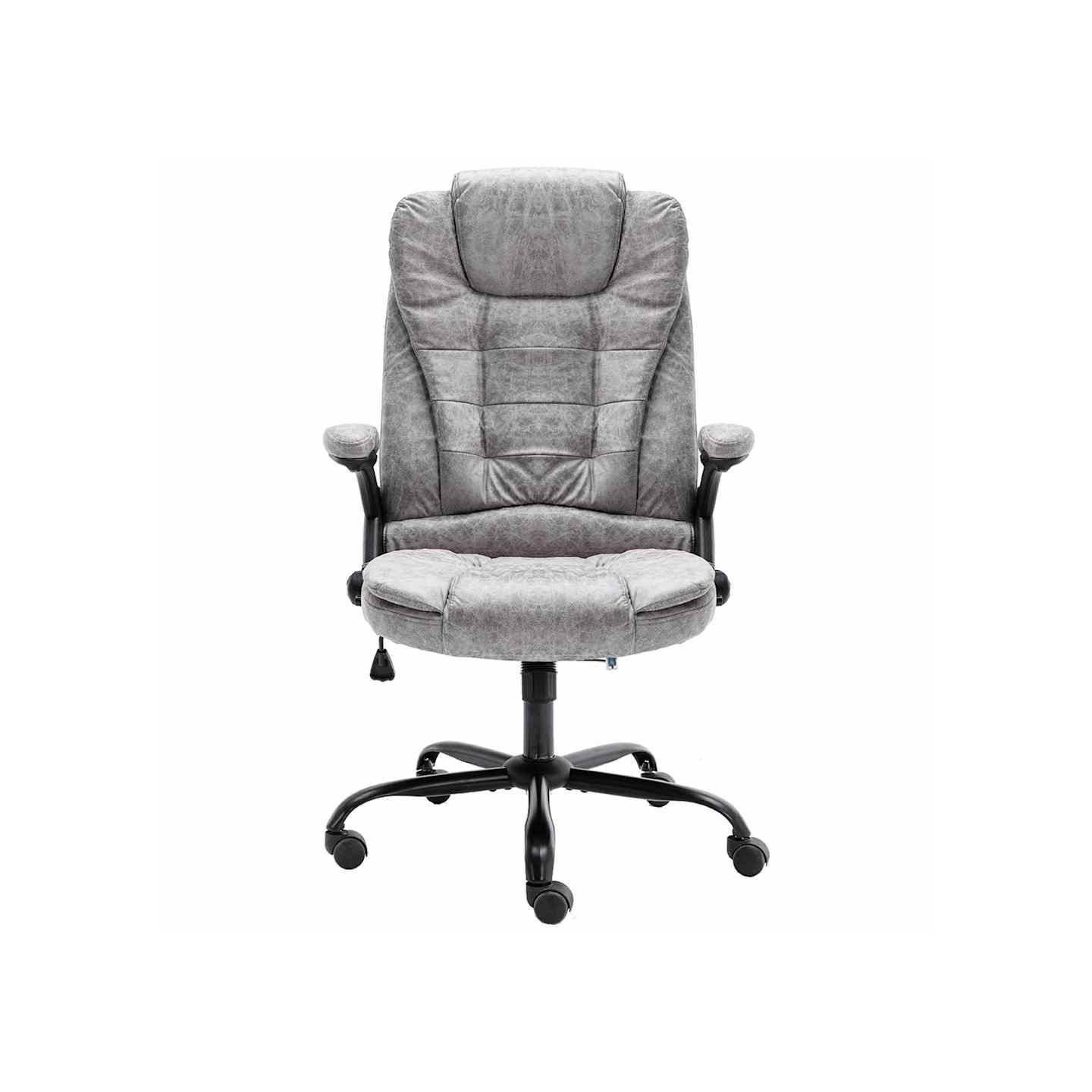 Chaise de bureau gris clair similicuir daim