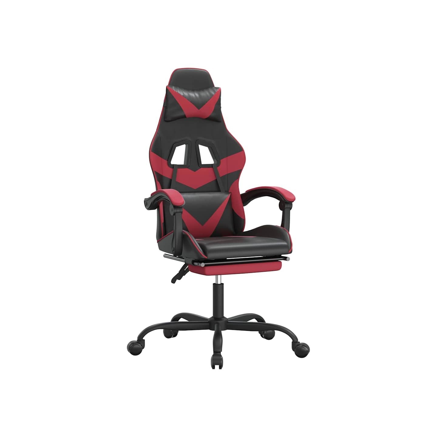 Chaise de jeu pivotante repose-pied Noir bordeaux Similicuir