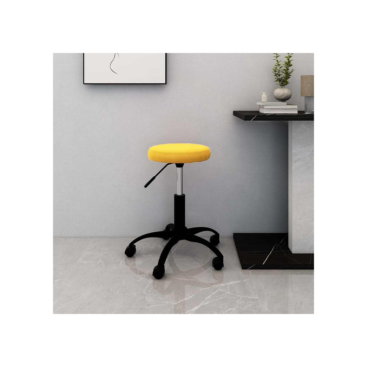 Chaise pivotante de bureau Jaune moutarde Velours