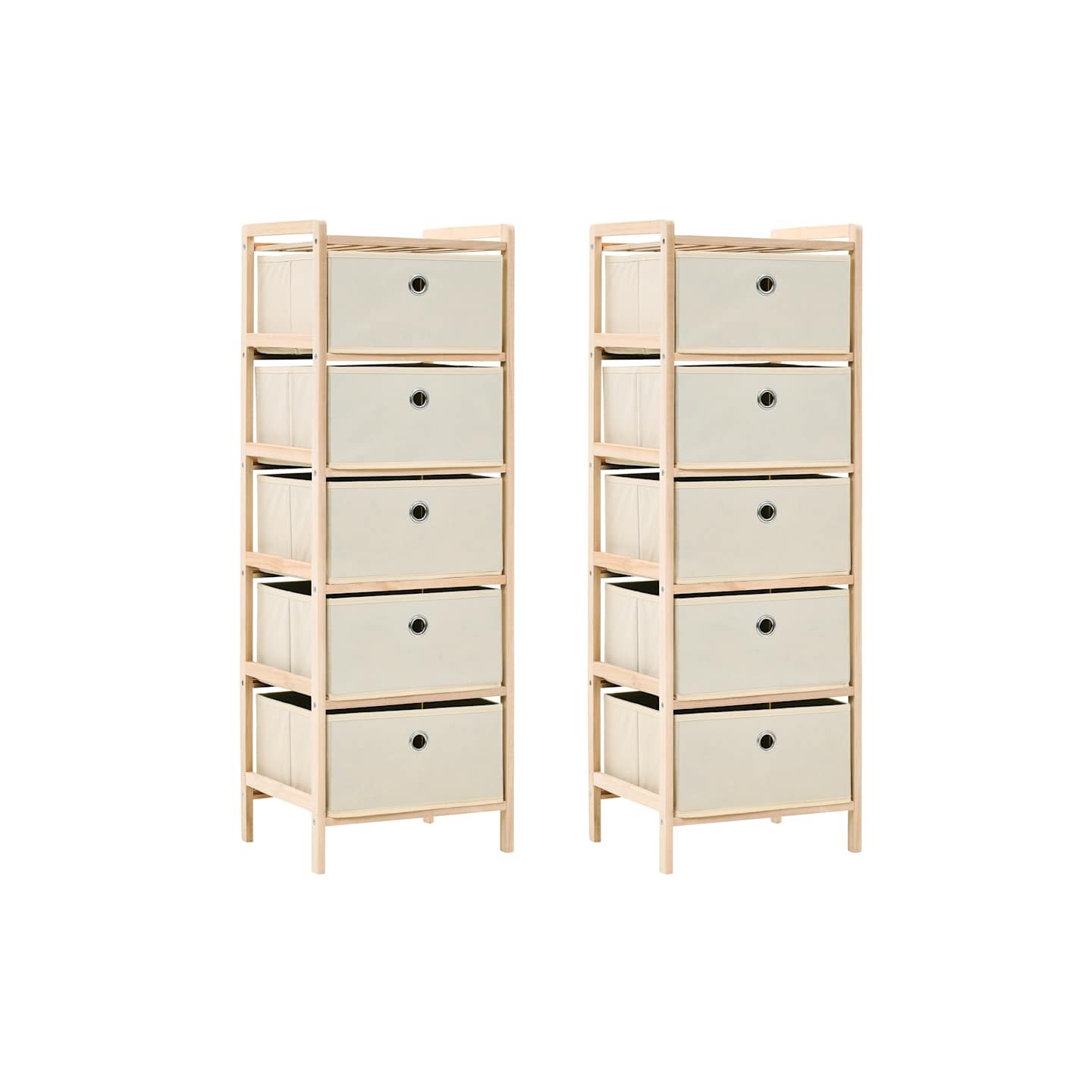 Étagères de rangement avec 5 paniers en tissu 2 pcs beige cèdre