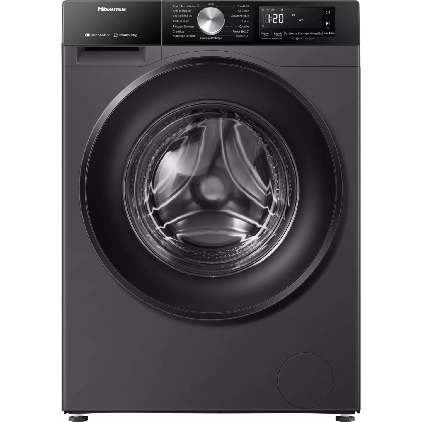 Lave-linge Hisense WF3S1043BB3 10,5 kg 1400 tr noir WiFi | Nimestore