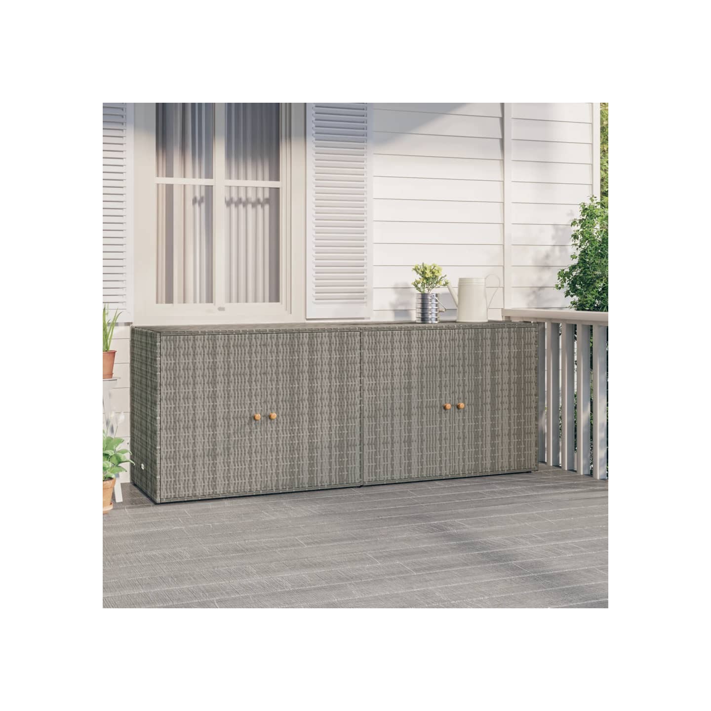Armoire de rangement jardin Gris 198x55,5x80 cm Résine tressée