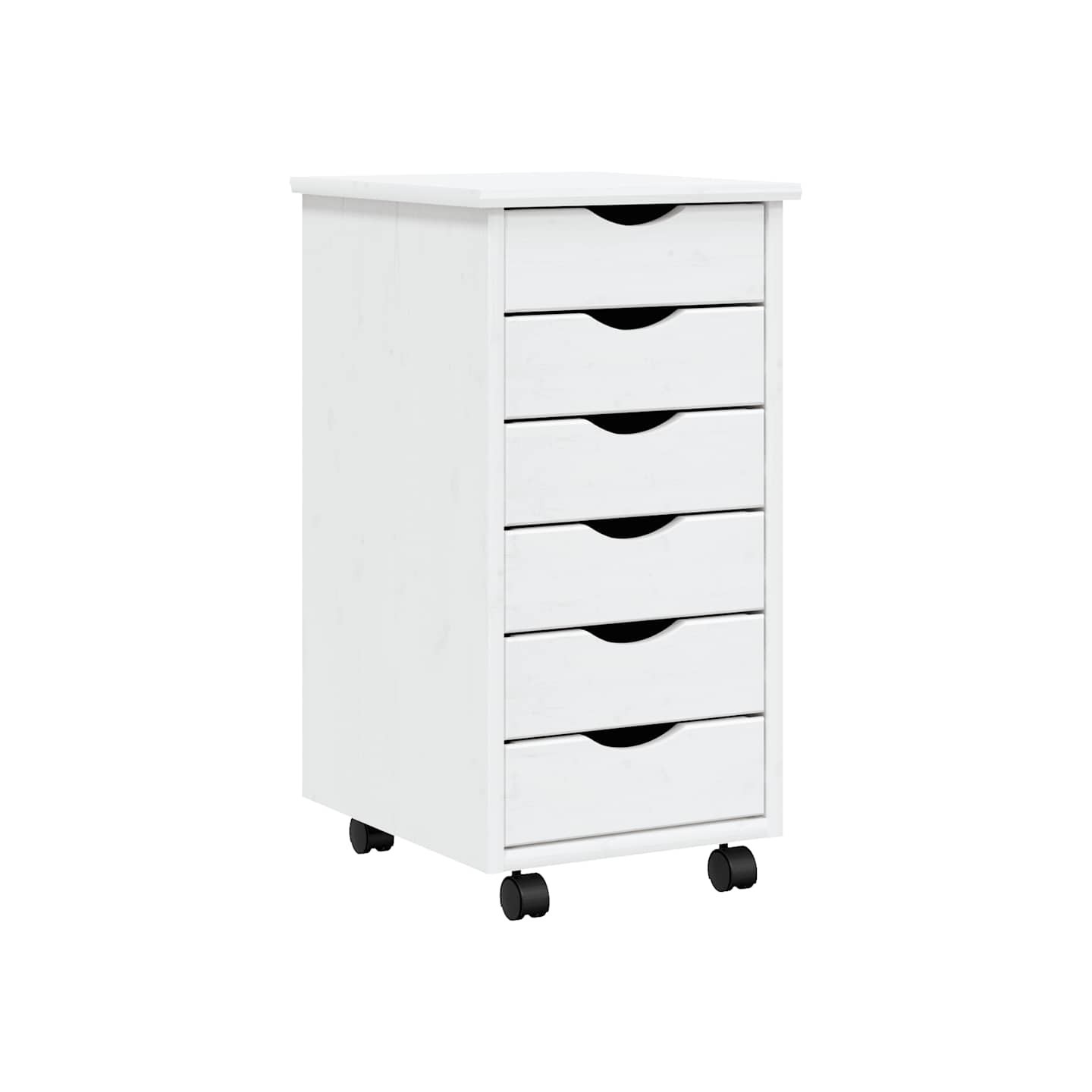 Armoire roulante avec tiroirs MOSS blanc bois de pin solide