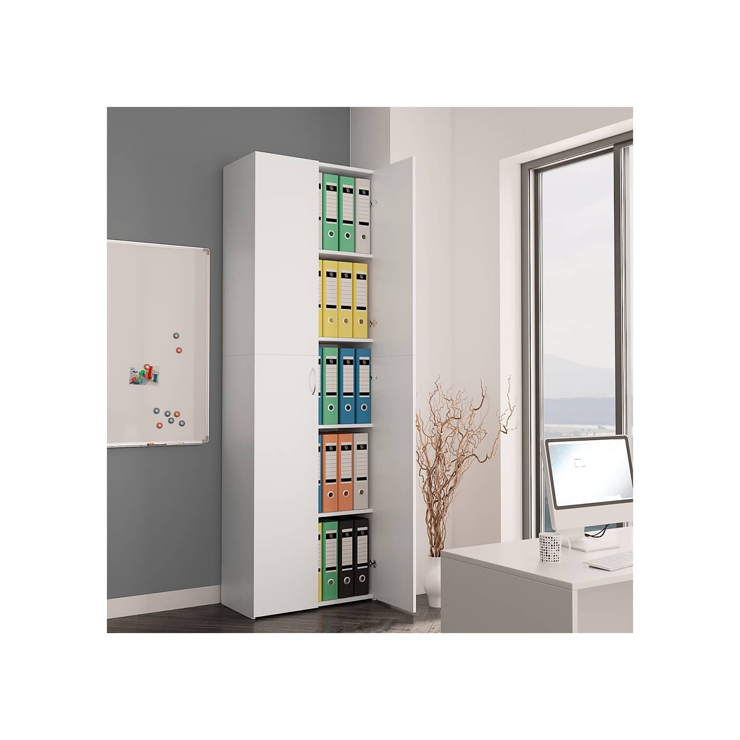 Armoire de bureau Blanc 60 x 32 x 190 cm Bois d'ingénierie