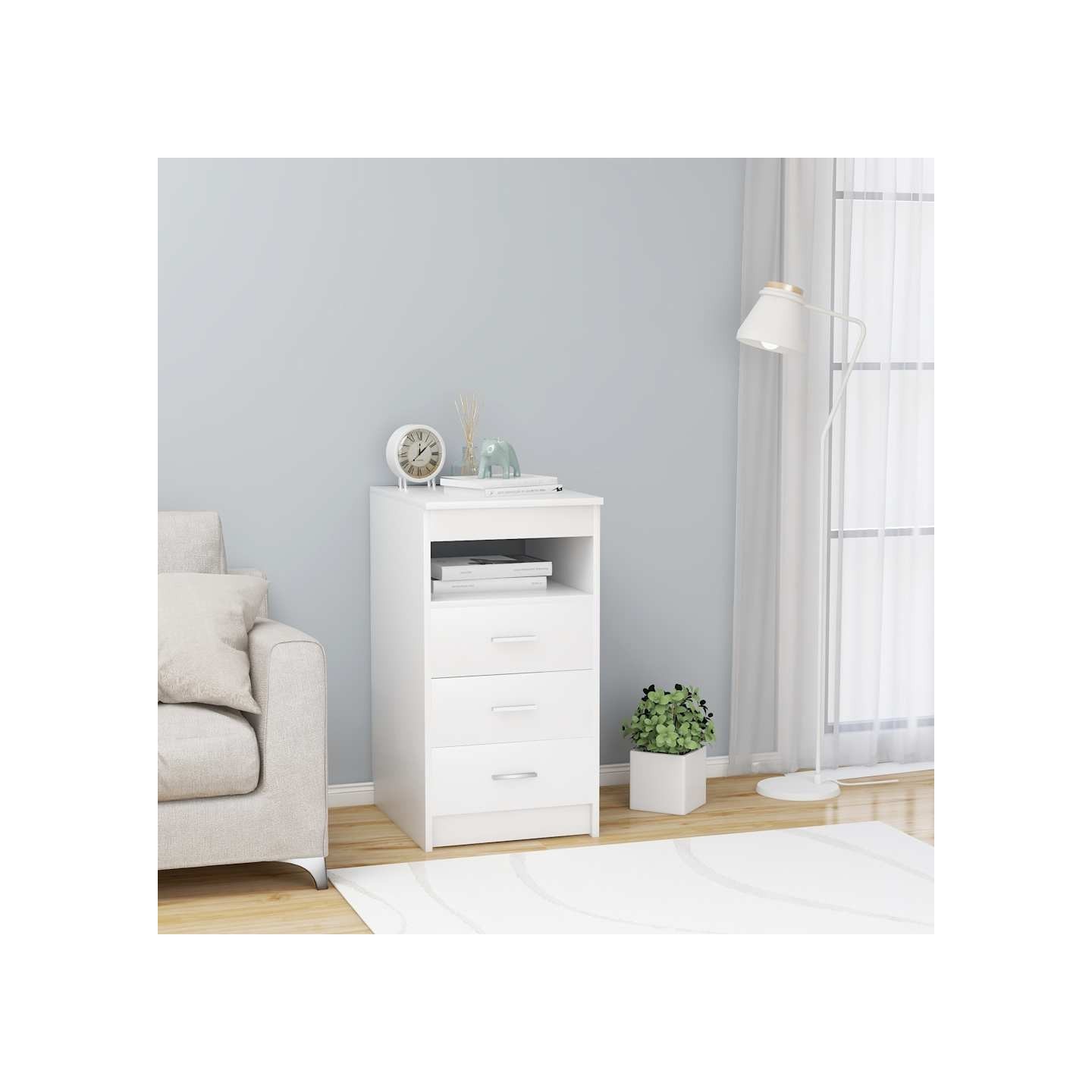 Armoire à tiroirs Blanc 40x50x76 cm Bois d'ingénierie