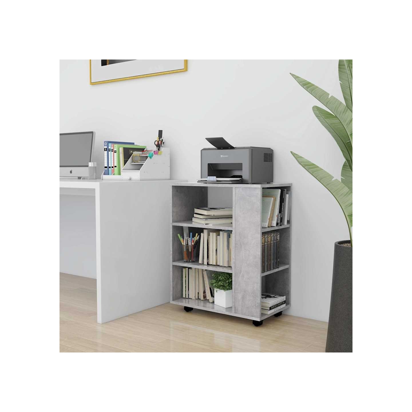 Armoire à roulettes Gris béton 60x35x75 cm Bois d’ingénierie
