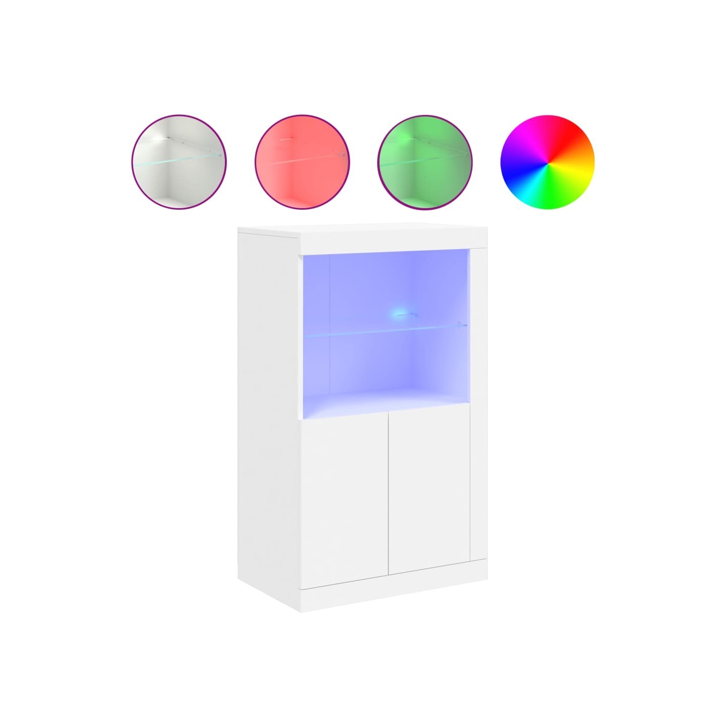 Armoire latérale avec éclairage LED blanc bois d'ingénierie