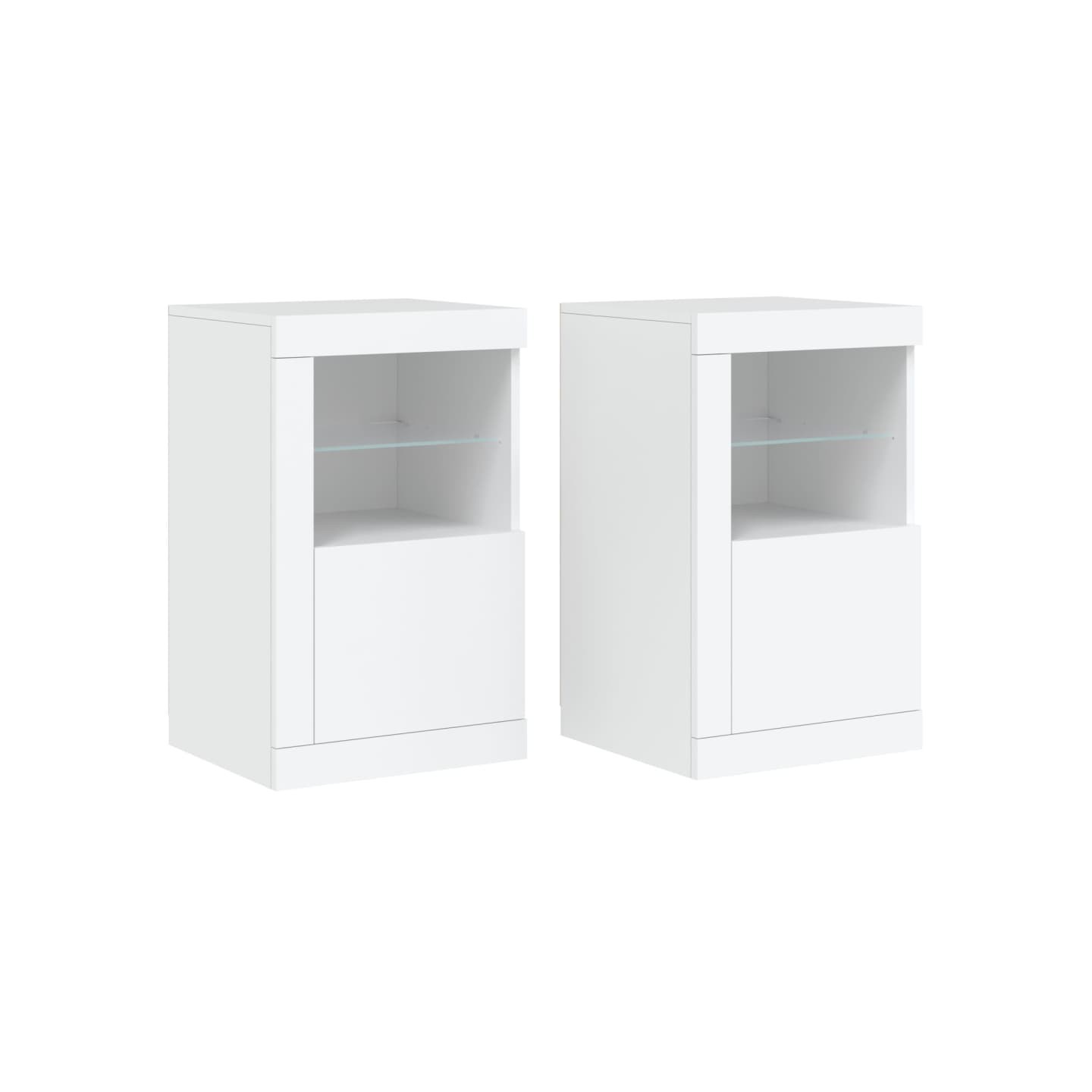 Armoires latérales éclairage LED 2 pcs blanc bois d'ingénierie
