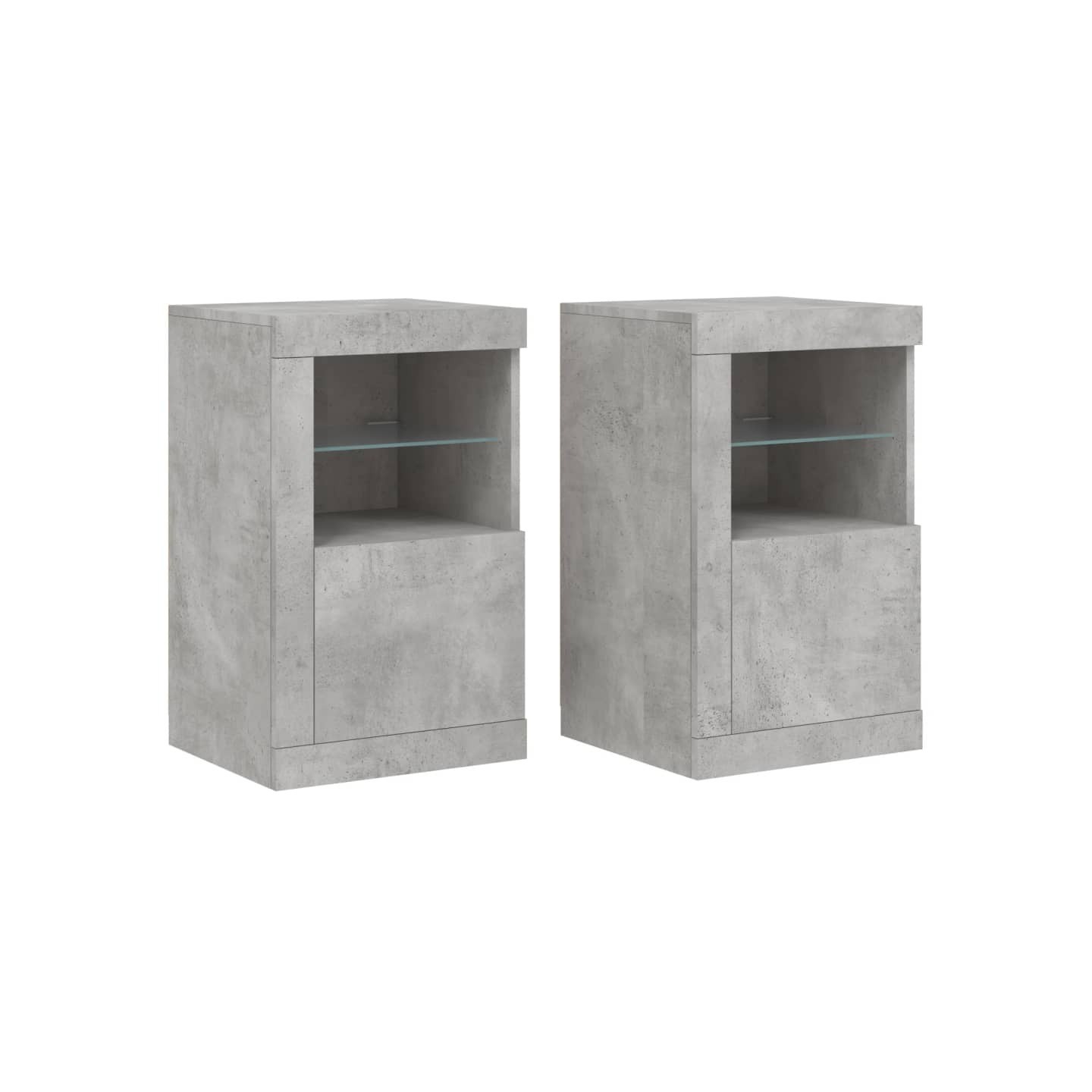 Armoires latérales et lumières LED 2 pcs gris béton