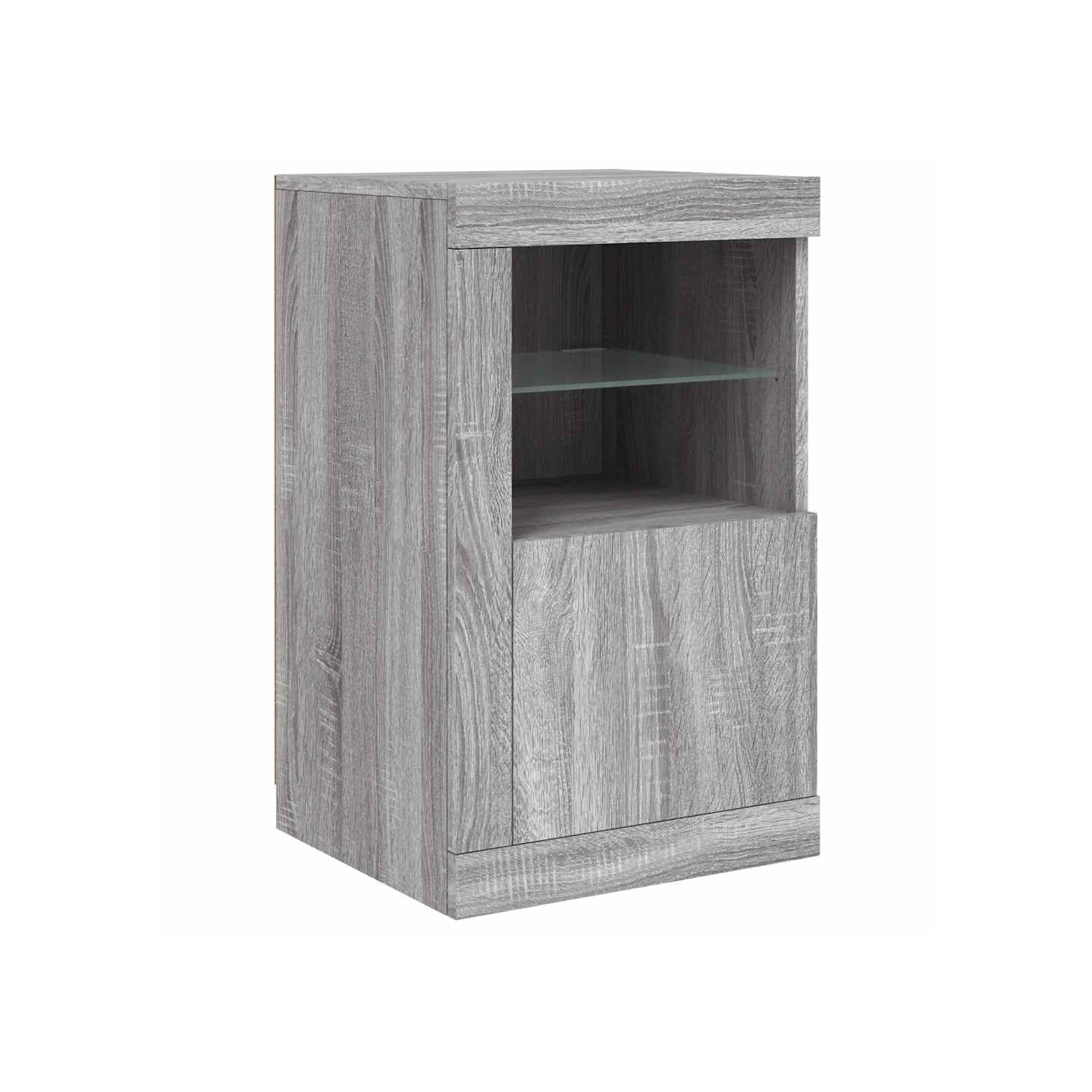 Armoire latérale et lumières LED sonoma gris bois d'ingénierie