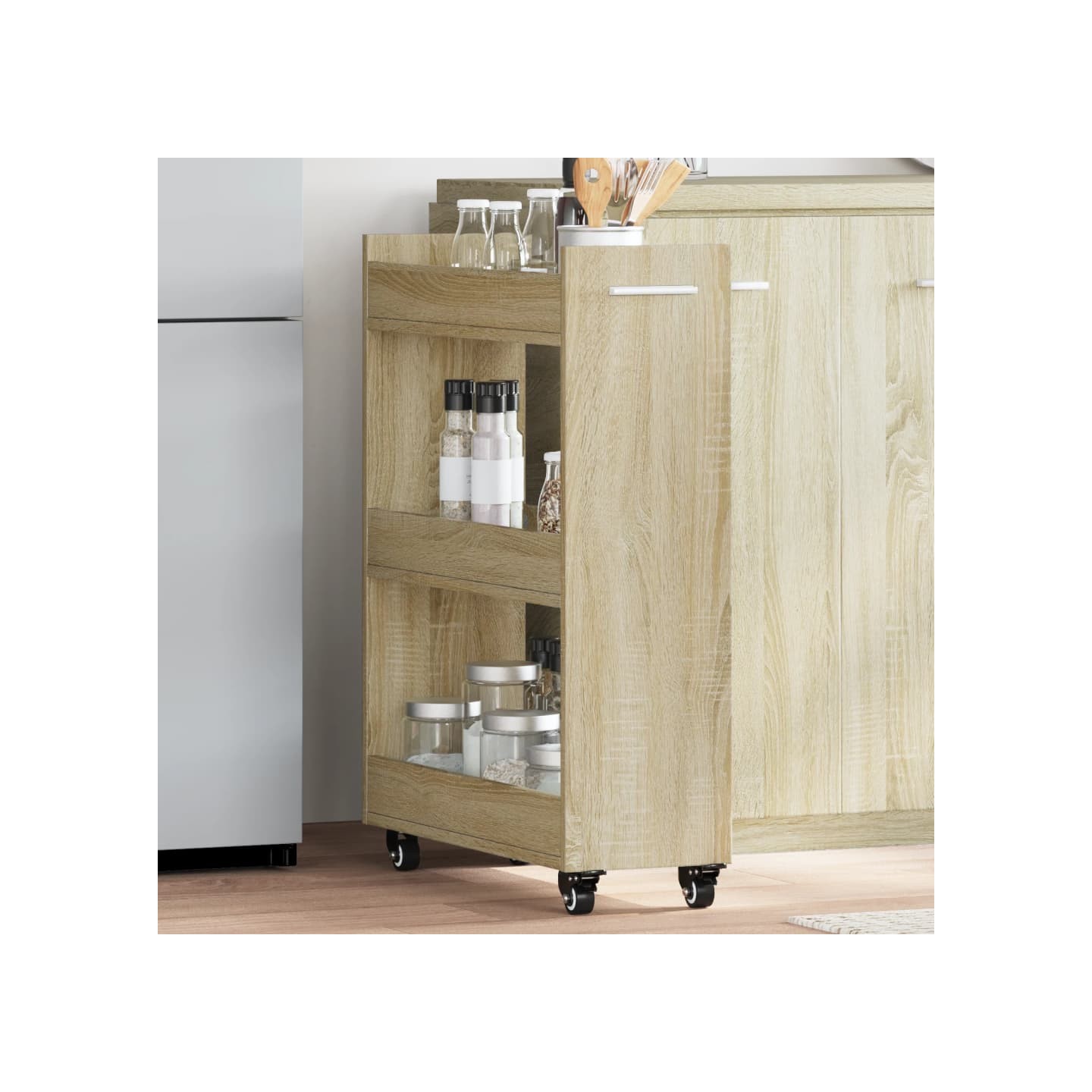 Armoire avec roues chêne sonoma 60x22x79 cm bois d'ingénierie