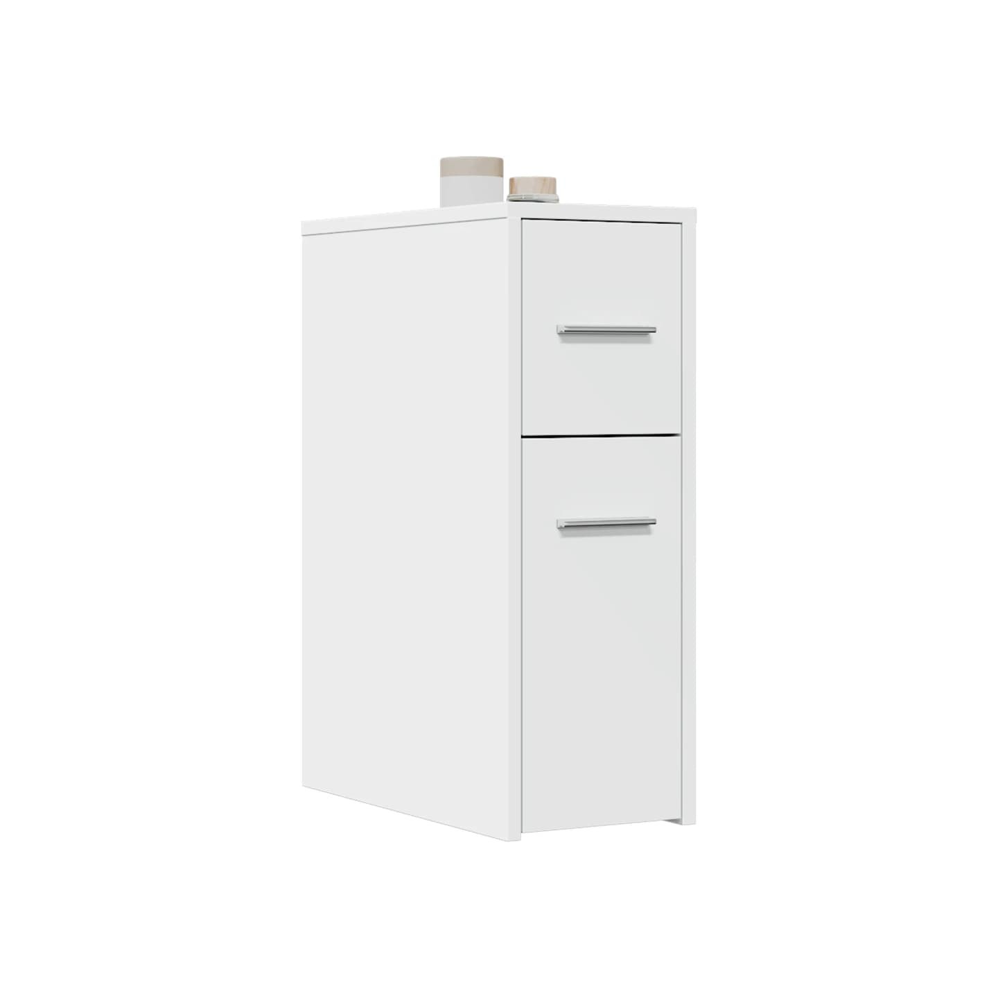 Armoire de salle de bain étroite avec roulettes blanc
