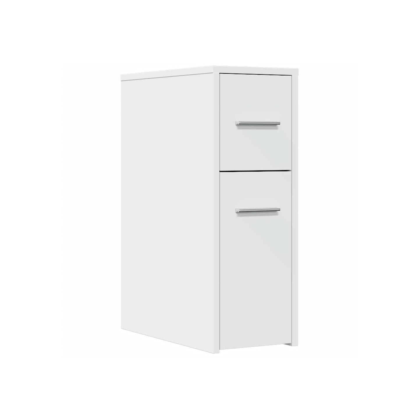 Armoire de salle de bain étroite avec roulettes blanc