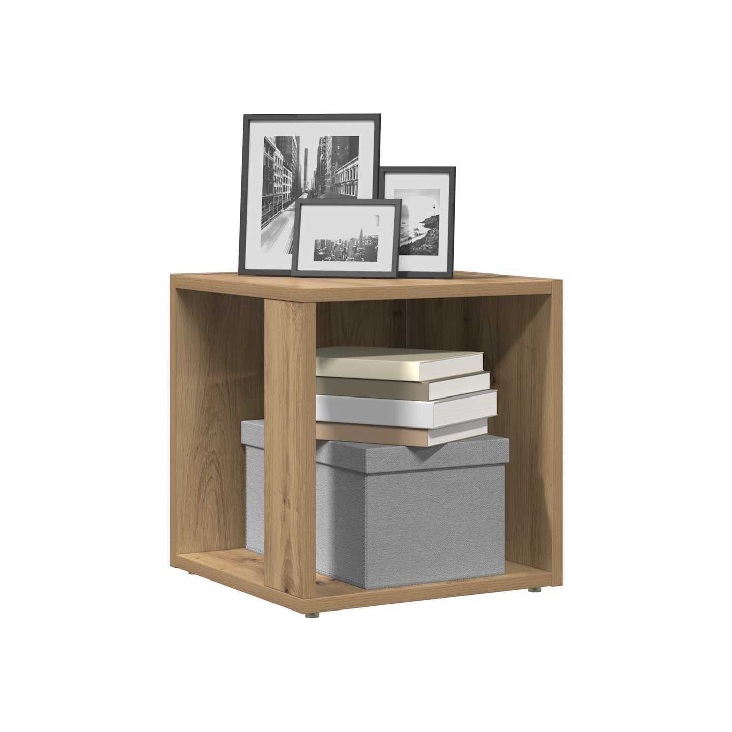 Table d'appoint chêne artisanal 33x33x34 cm bois d'ingénierie