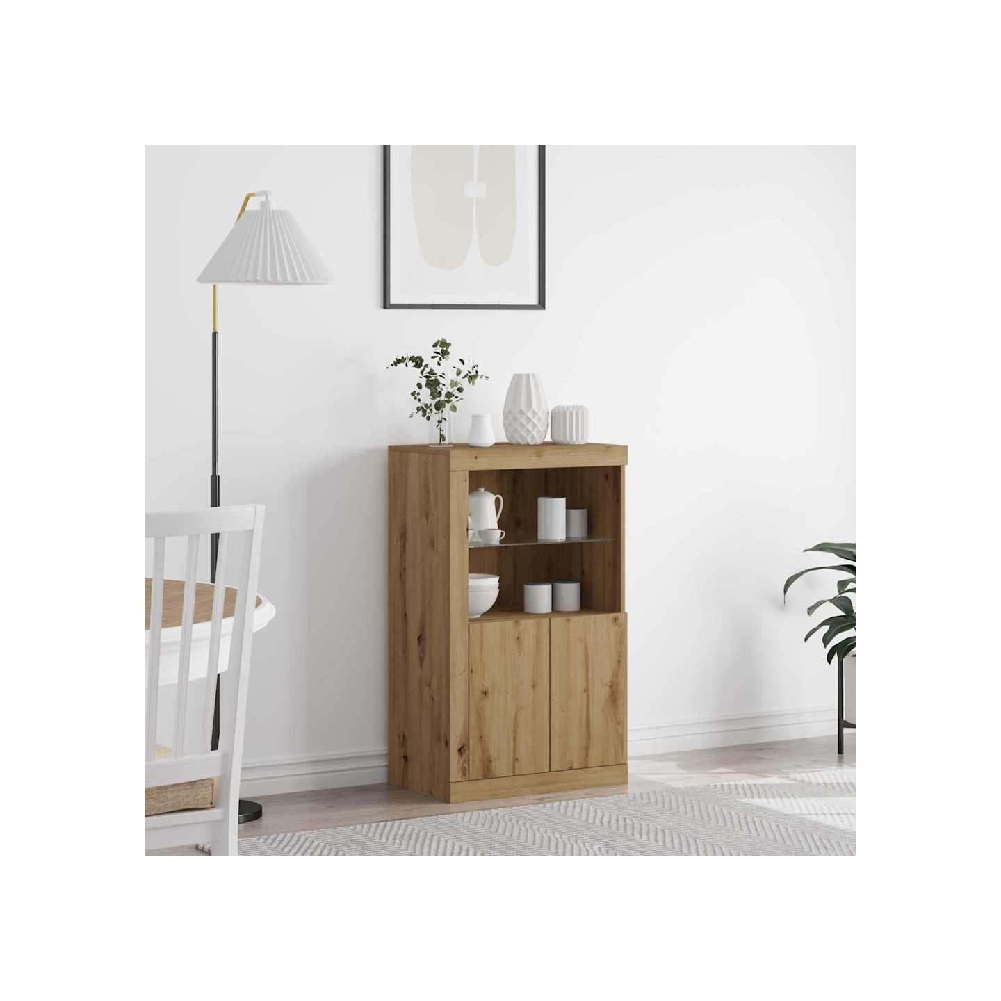 Buffet LED 60,5 x 37 x 100 cm Bois d'ingénierie Chêne artisanal