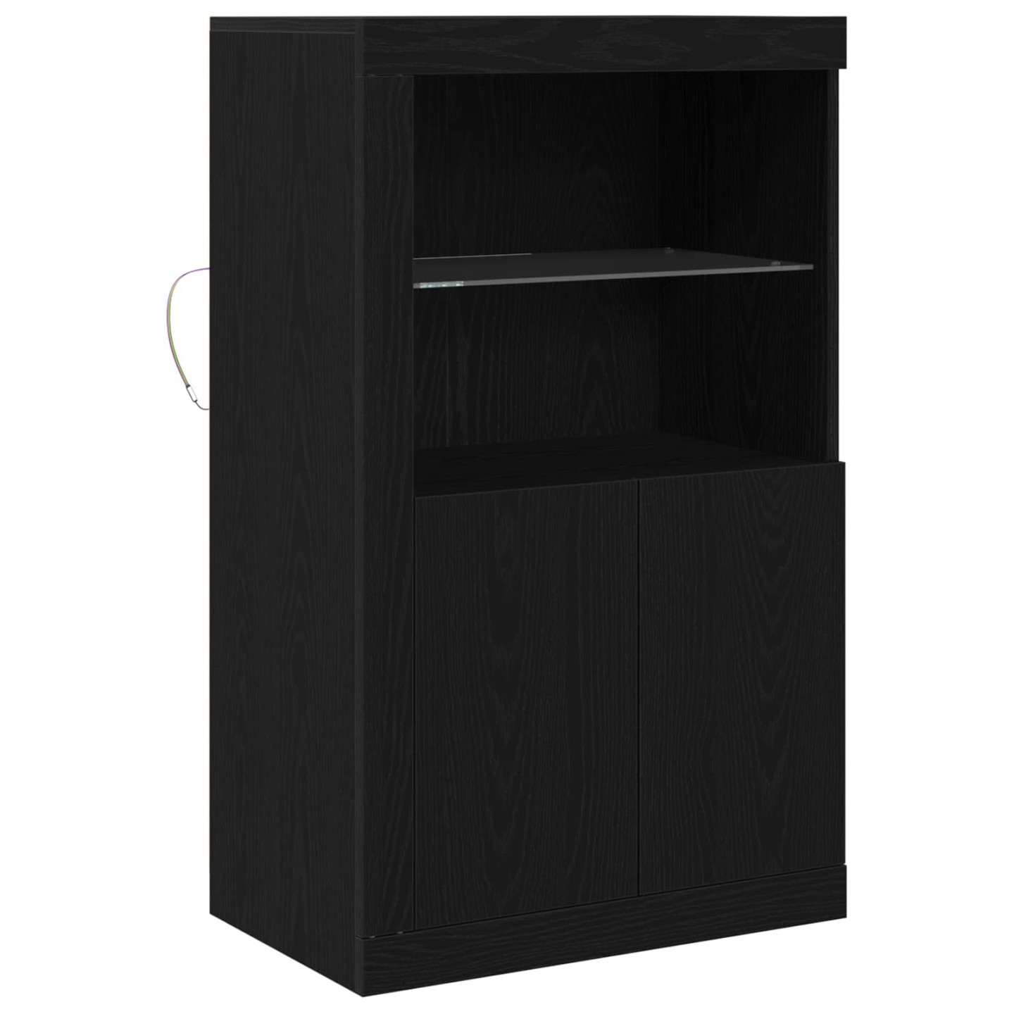 Buffet LED 60,5 x 37 x 100 cm Bois d'ingénierie Chêne noir