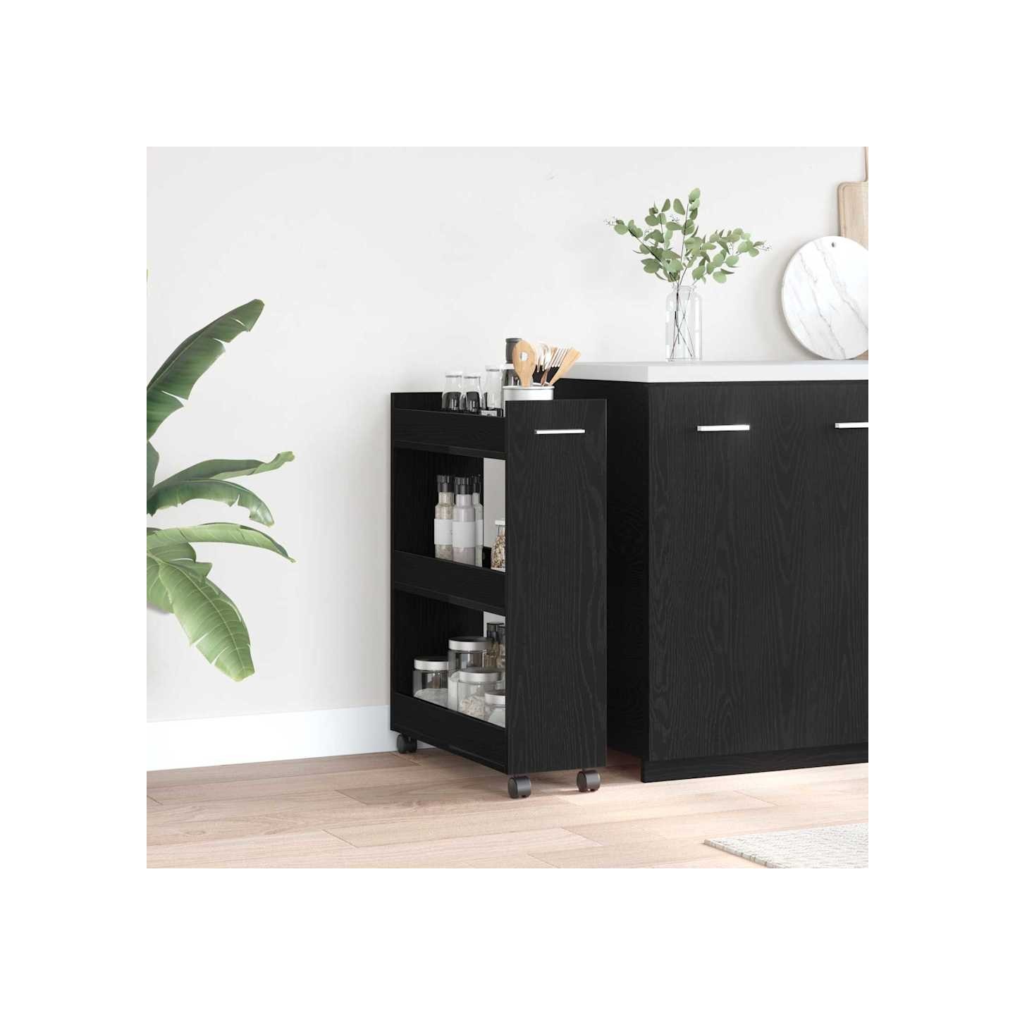 Armoire avec roue Chêne noir 60 x 22 x 79 cm