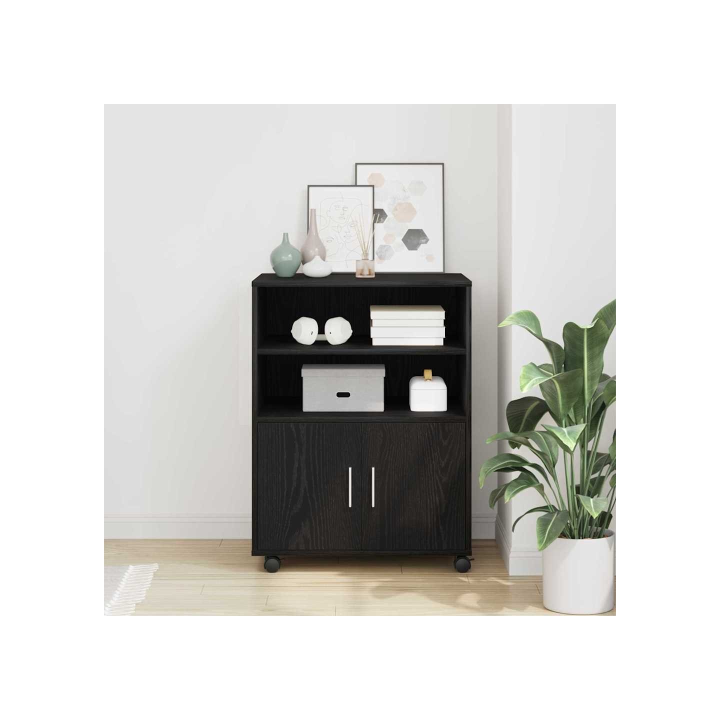 Armoire Chêne noir 60 x 48 x 74,5 cm Avec roues
