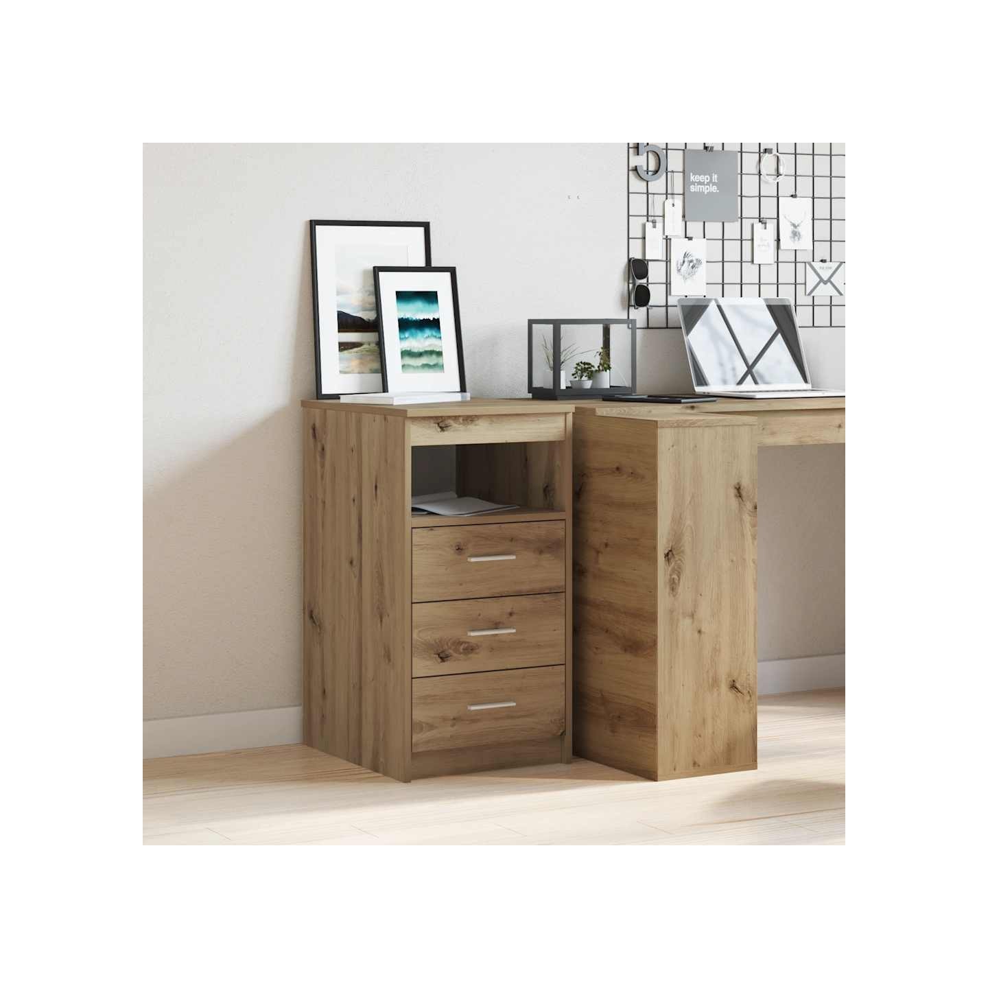 Commode chêne artisanal 40x50x76 cm bois d'ingénierie
