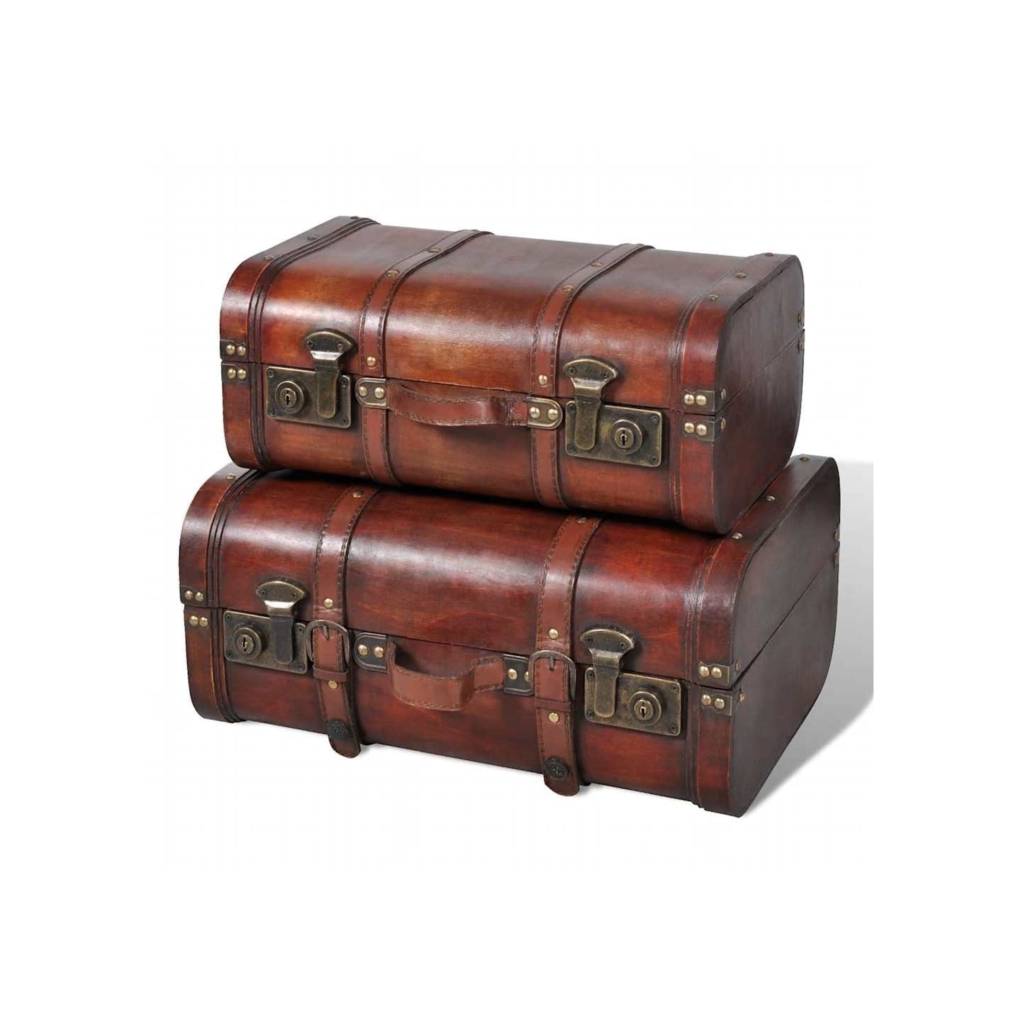 Coffre de rangement vintage Bois Marron 2 pcs
