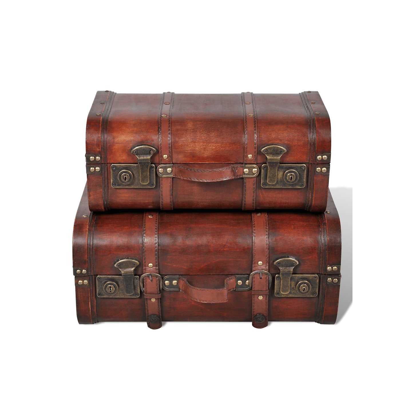 Coffre de rangement vintage Bois Marron 2 pcs