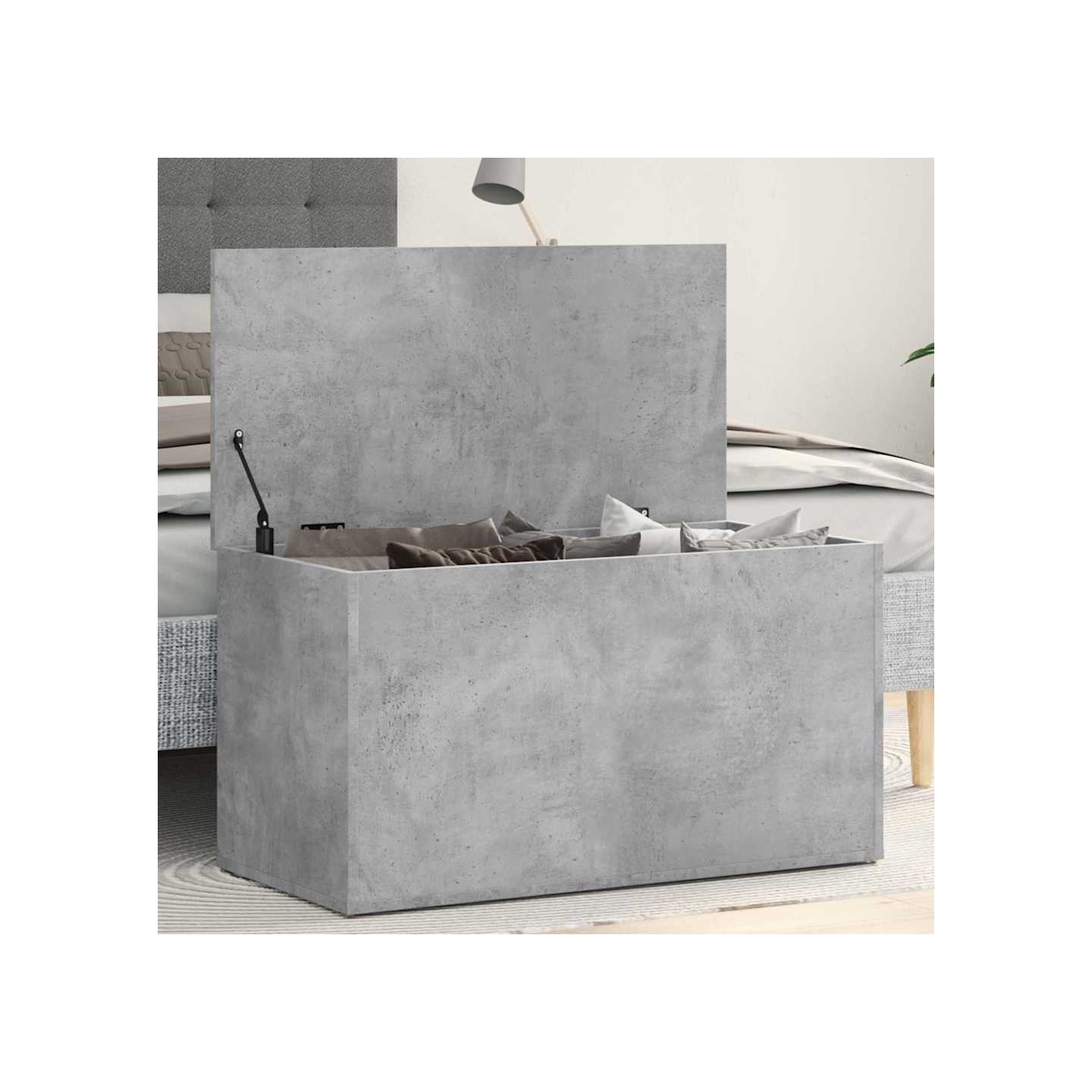 Coffre de rangement Gris béton 84x42x46 cm Bois d'ingénierie