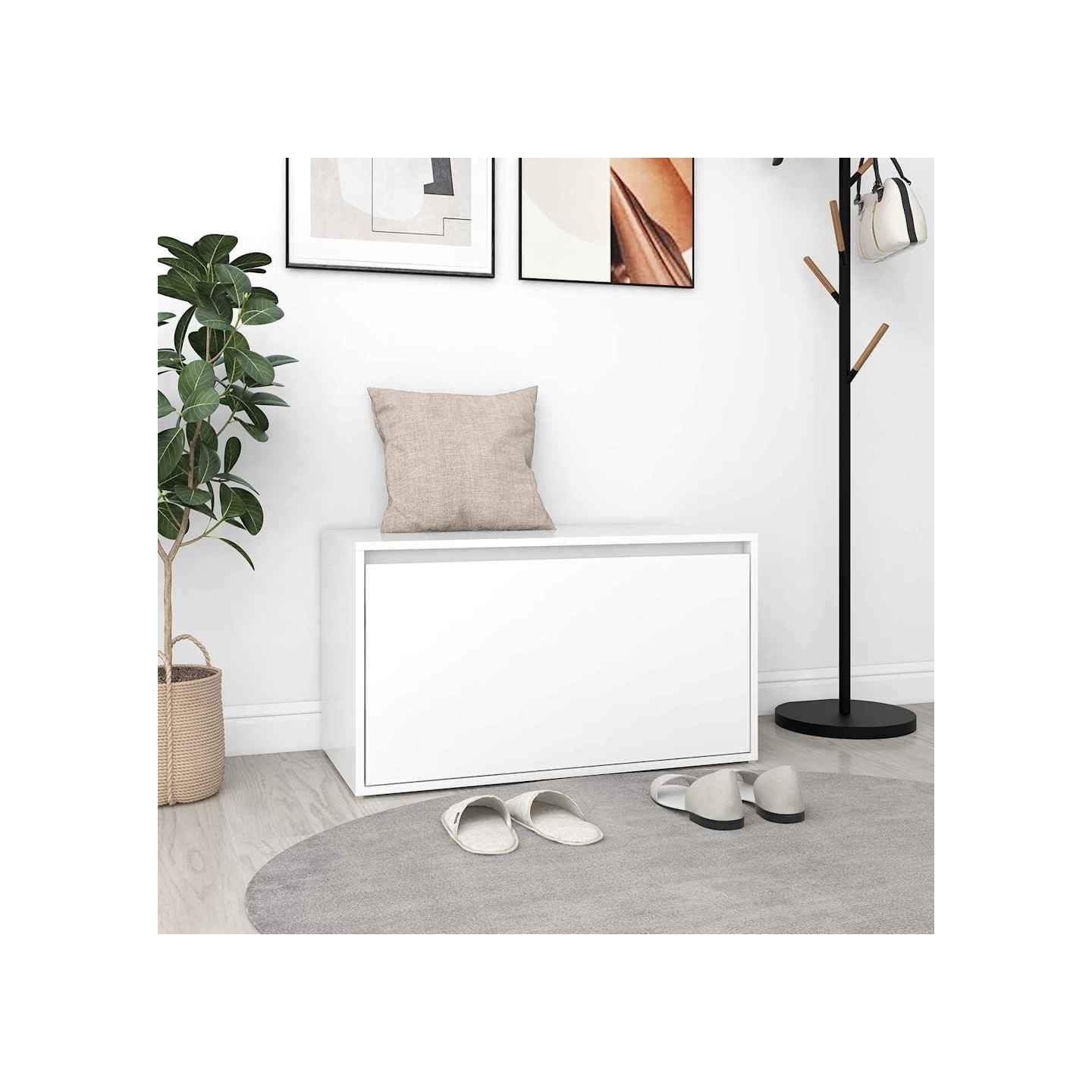 Banc d'entrée 80x40x45 cm Blanc Bois d’ingénierie