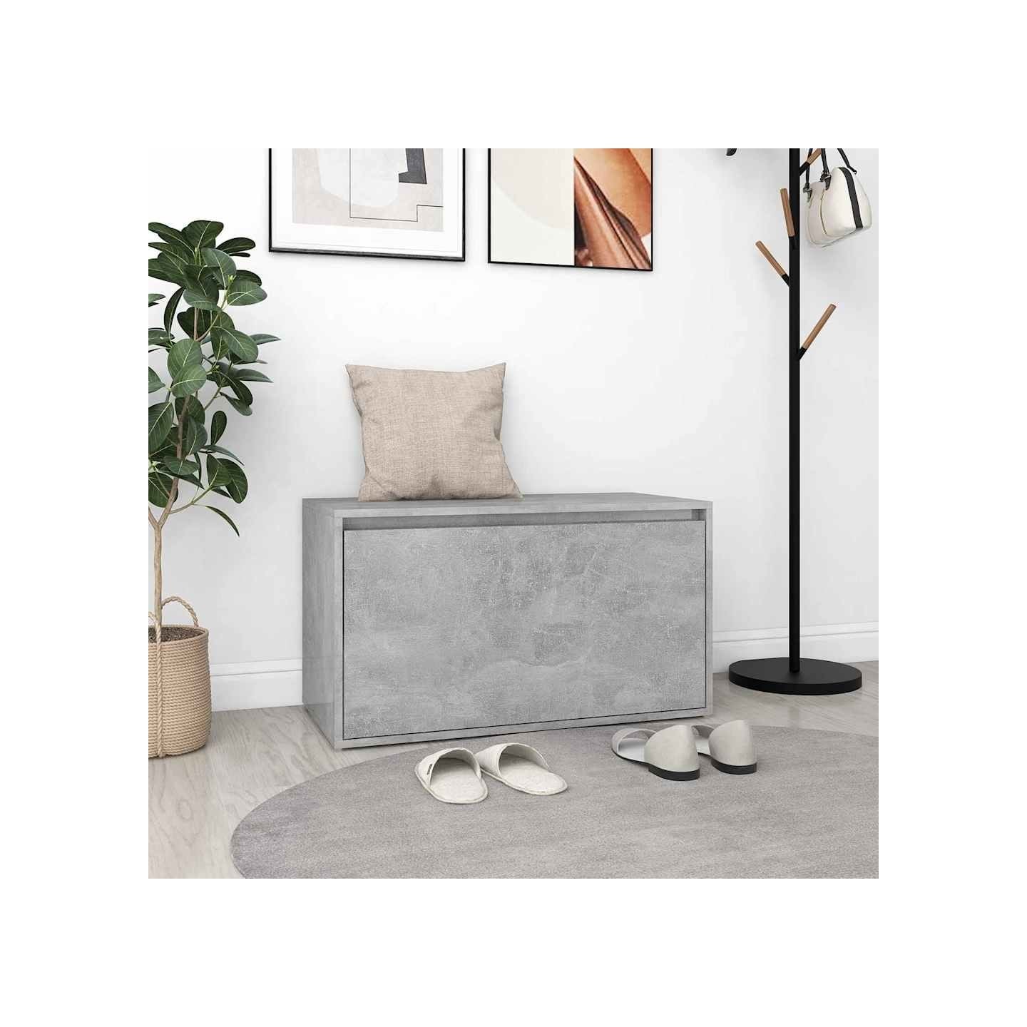 Banc d'entrée 80x40x45 cm Gris béton Bois d'ingénierie
