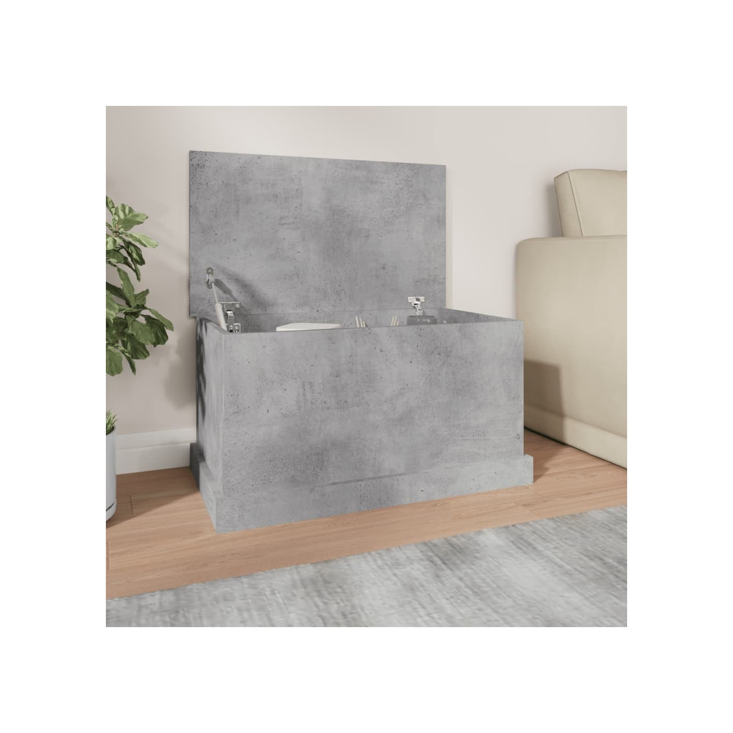 Boîte de rangement gris béton 70x40x38 cm bois d'ingénierie